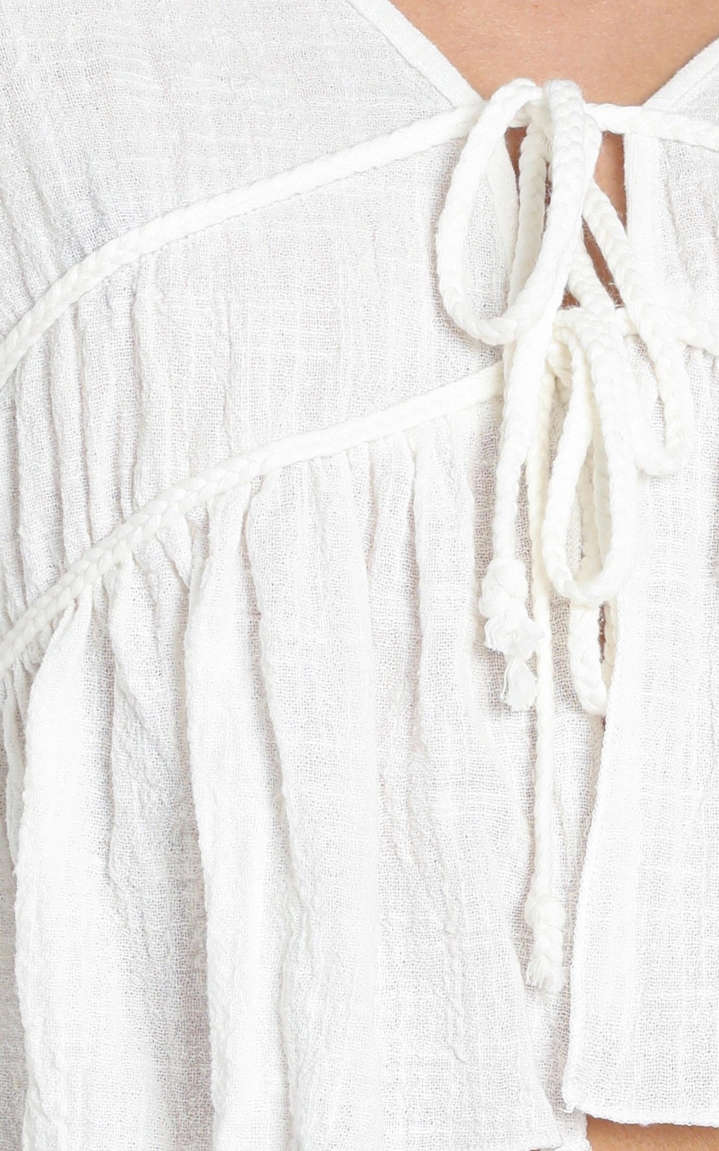 Rana Trim Detail Top in White