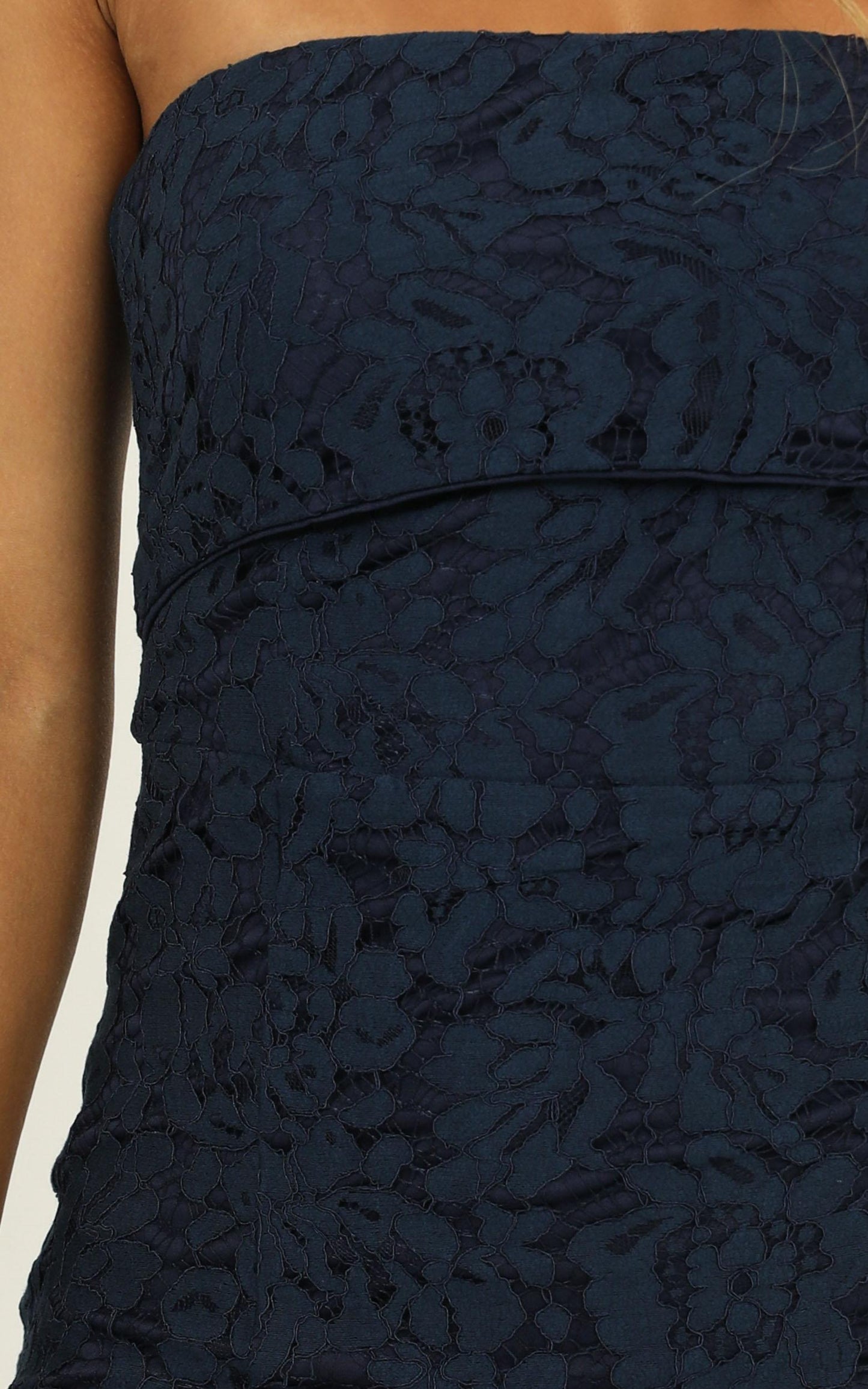 Just Hold On Dress In Navy Lace