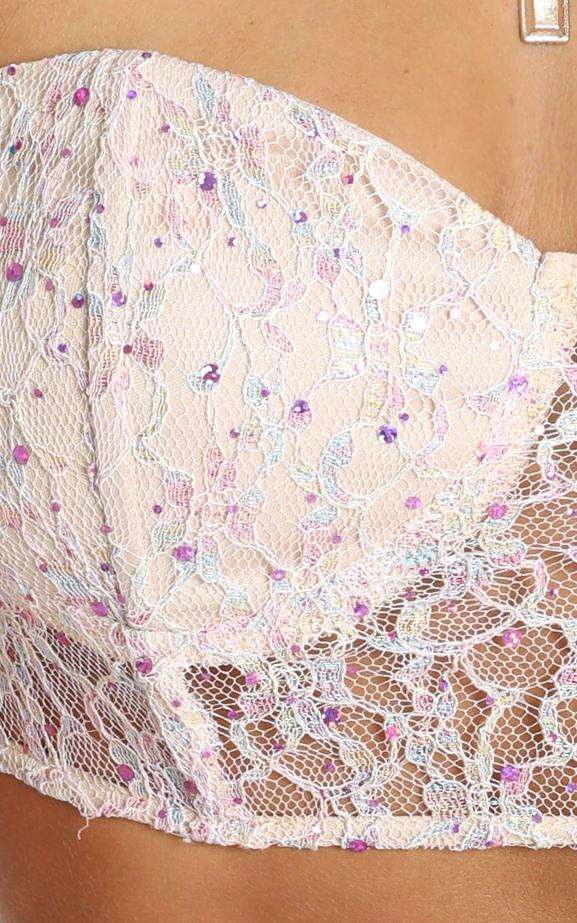 Glitter And Glam Crop Top In Gold Sequin