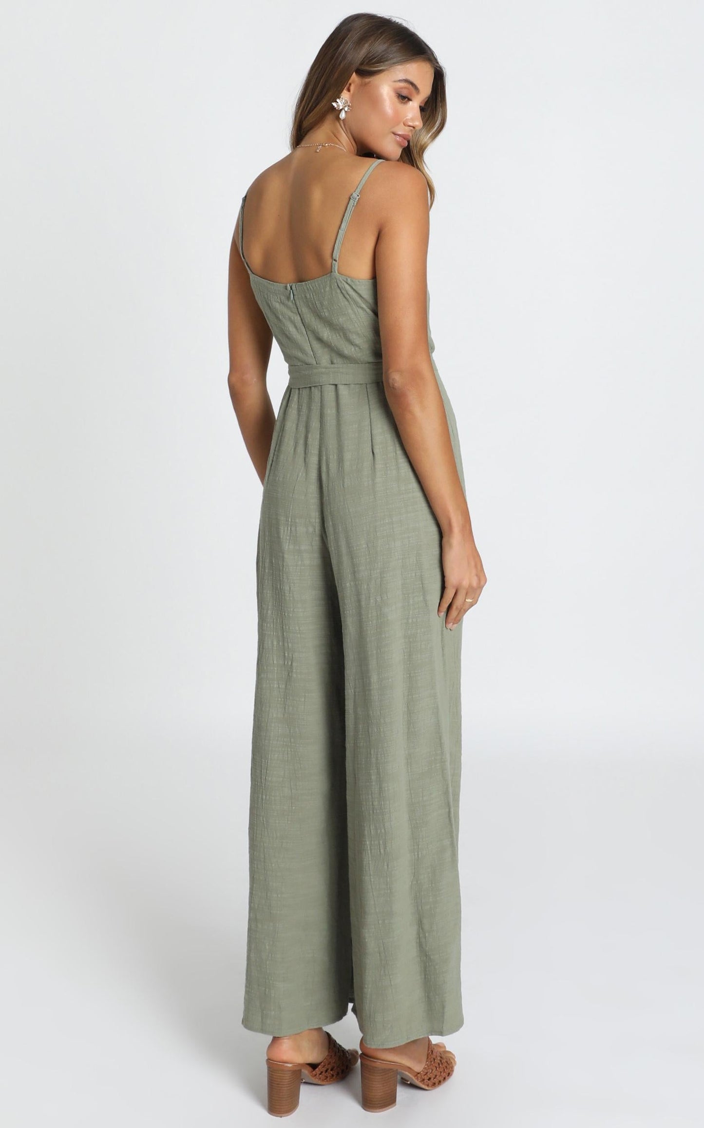 Farah Jumpsuit in Khaki Linen Look
