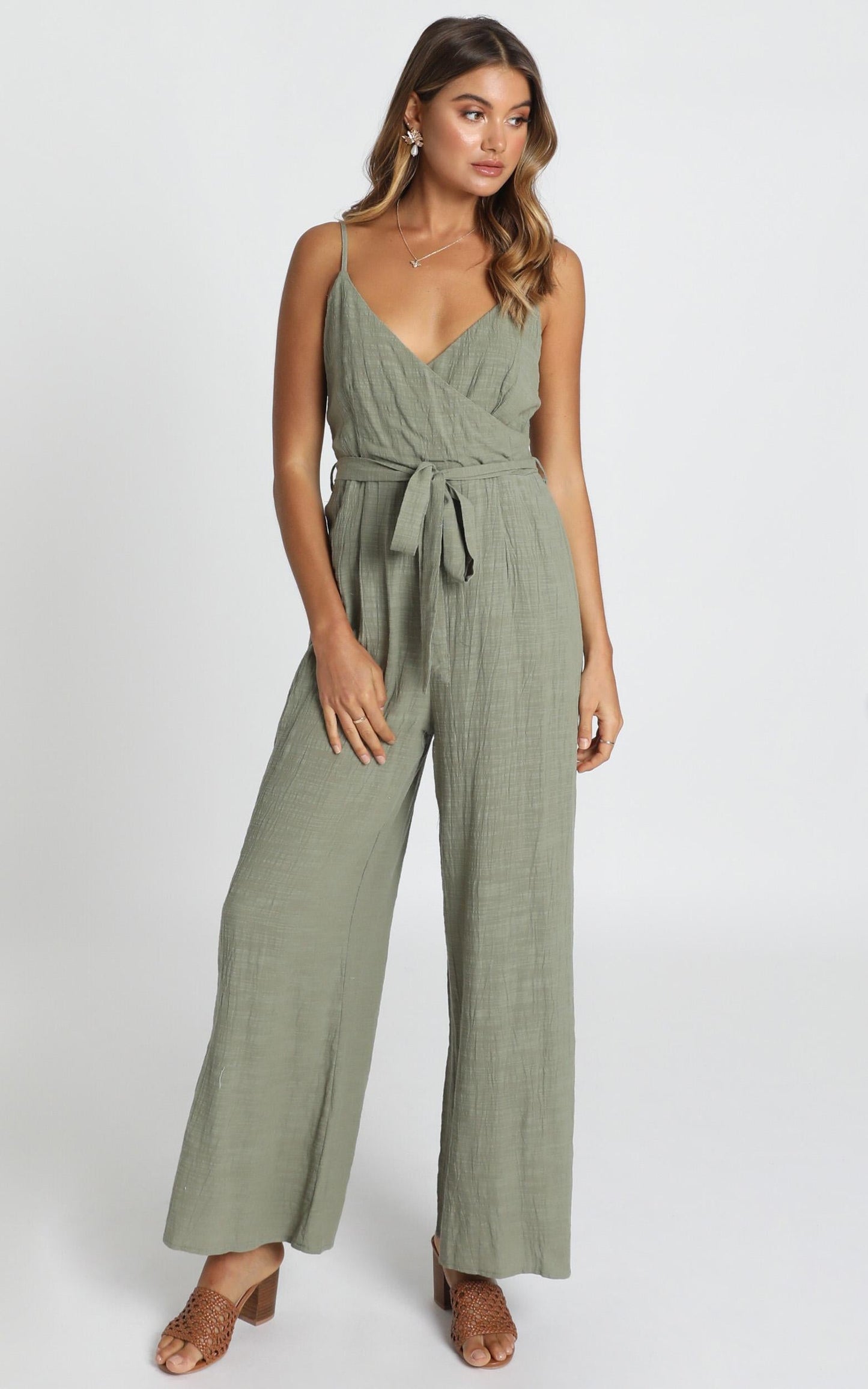 Farah Jumpsuit in Khaki Linen Look