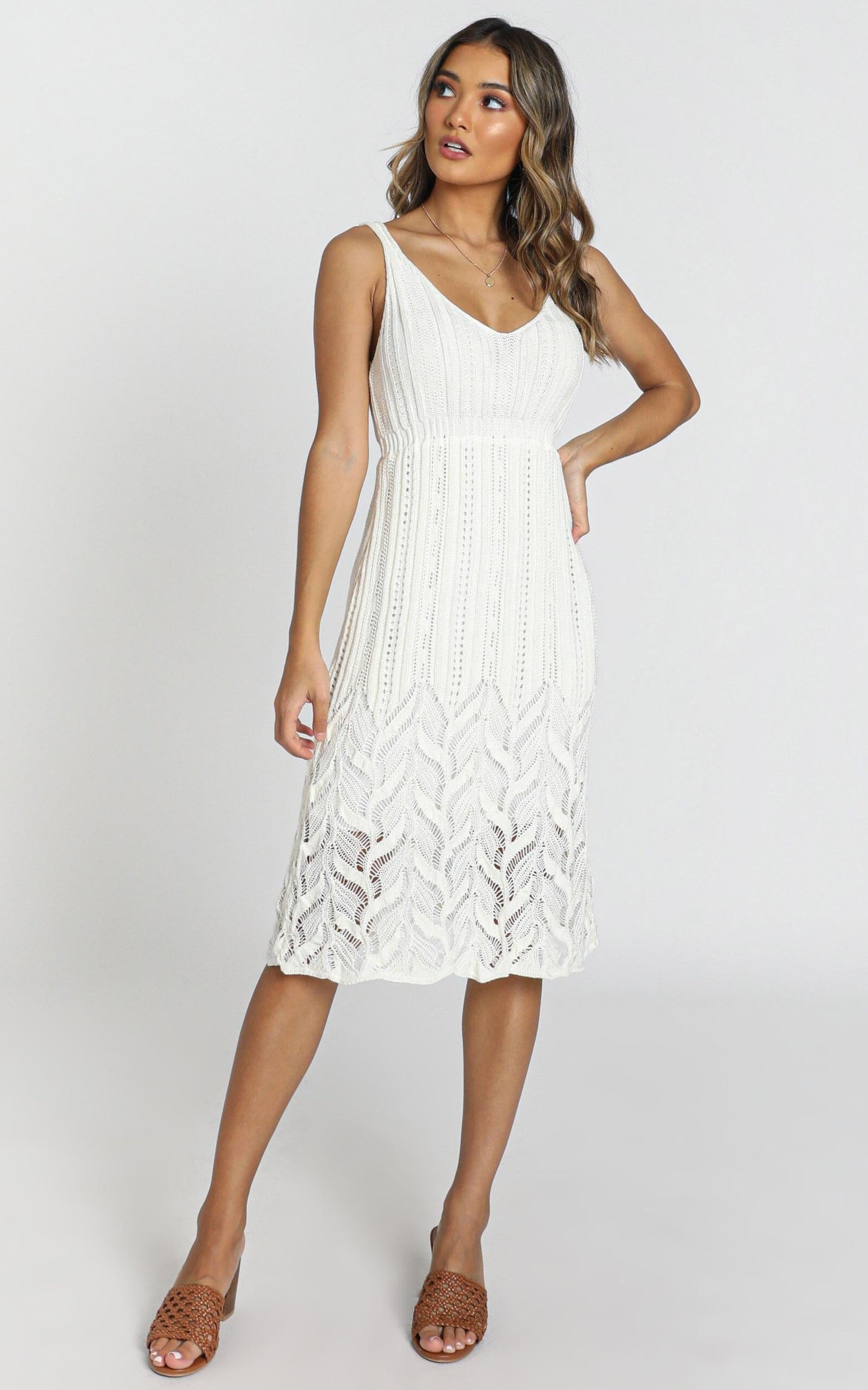 Feel The Waves Dress In Cream Crochet