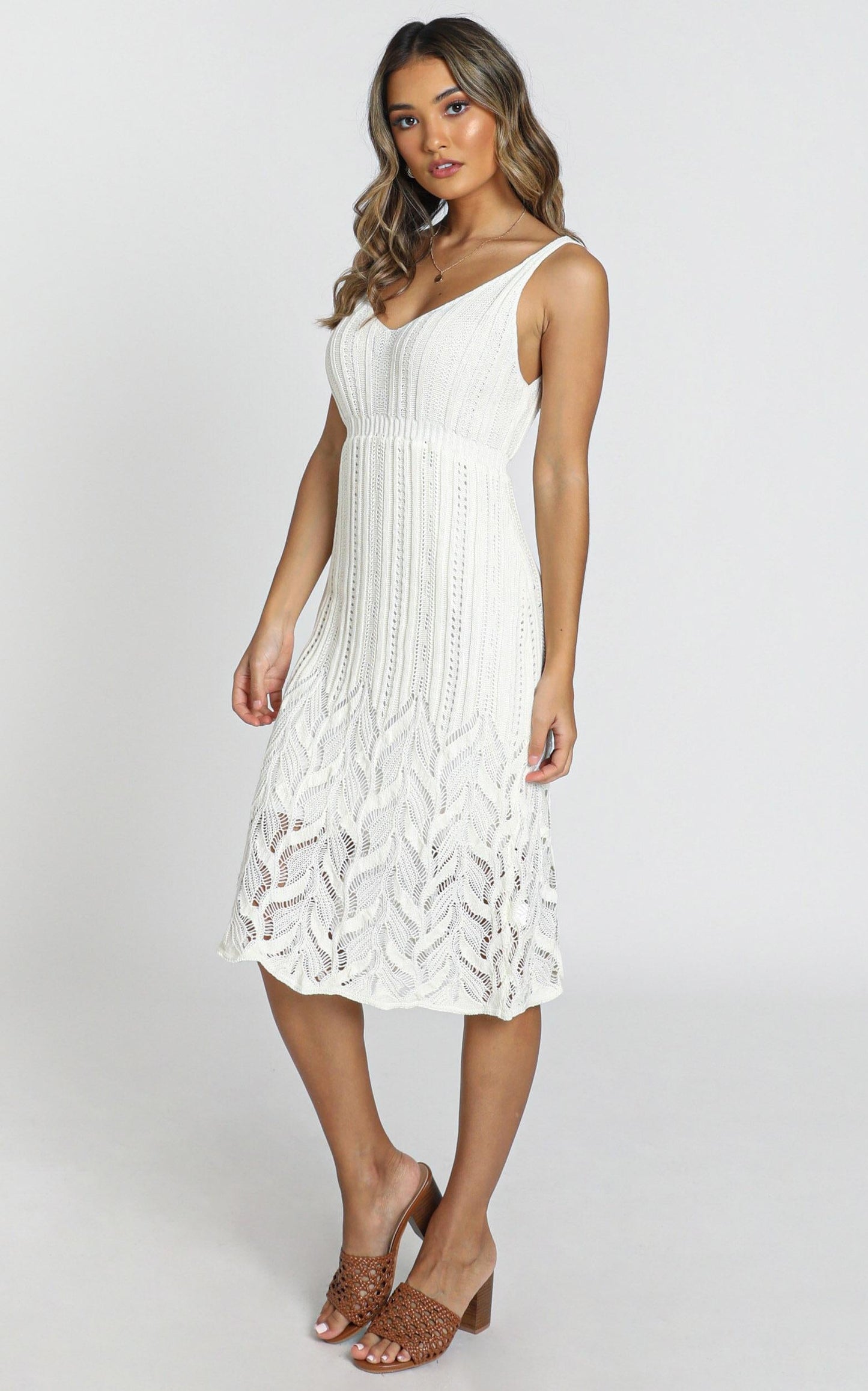Feel The Waves Dress In Cream Crochet