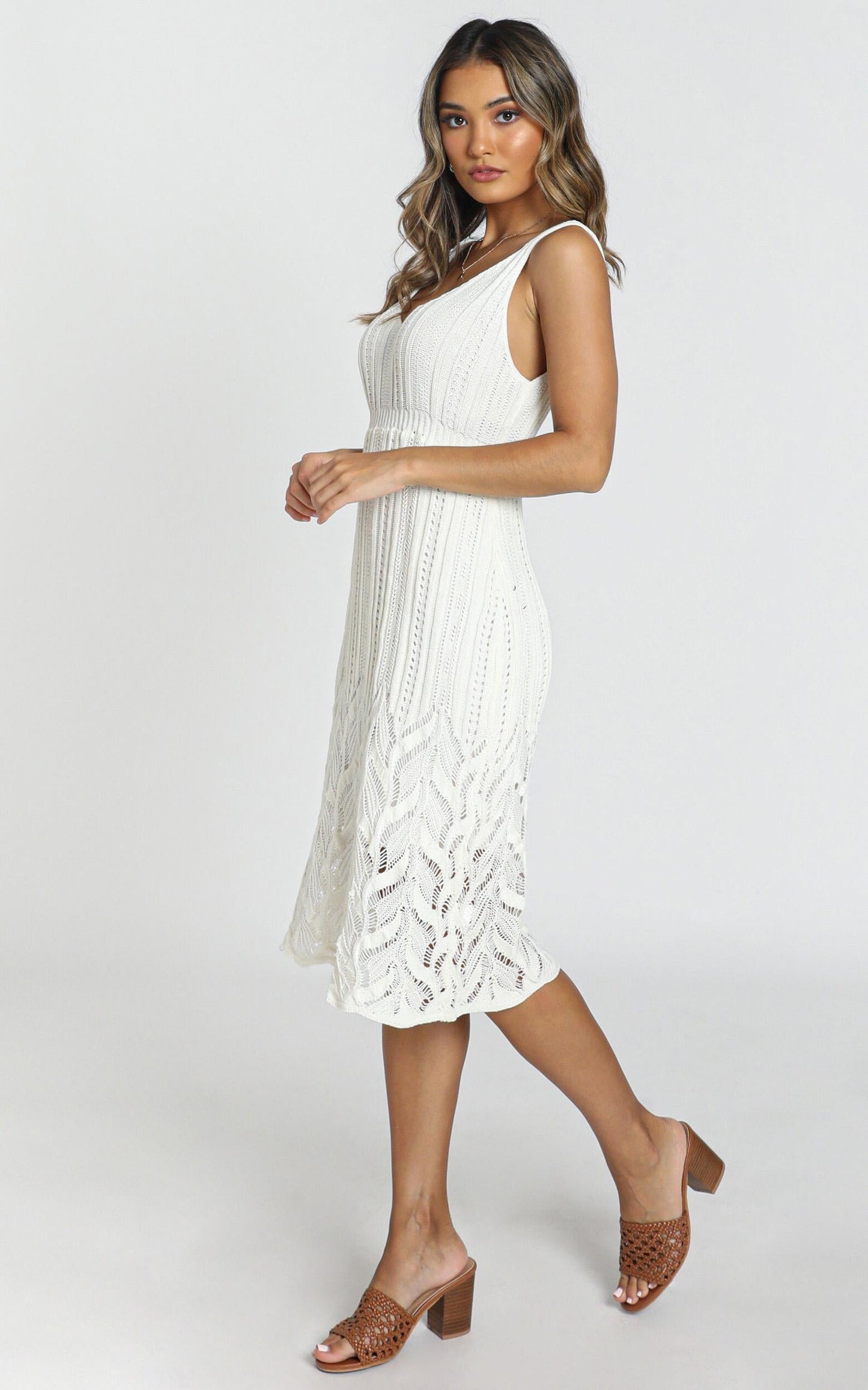 Feel The Waves Dress In Cream Crochet