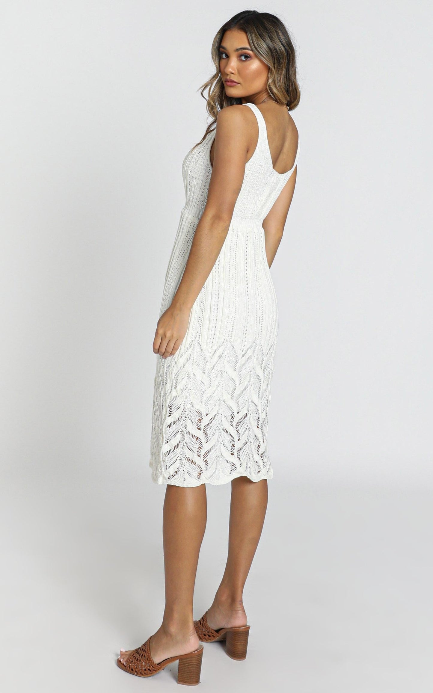 Feel The Waves Dress In Cream Crochet