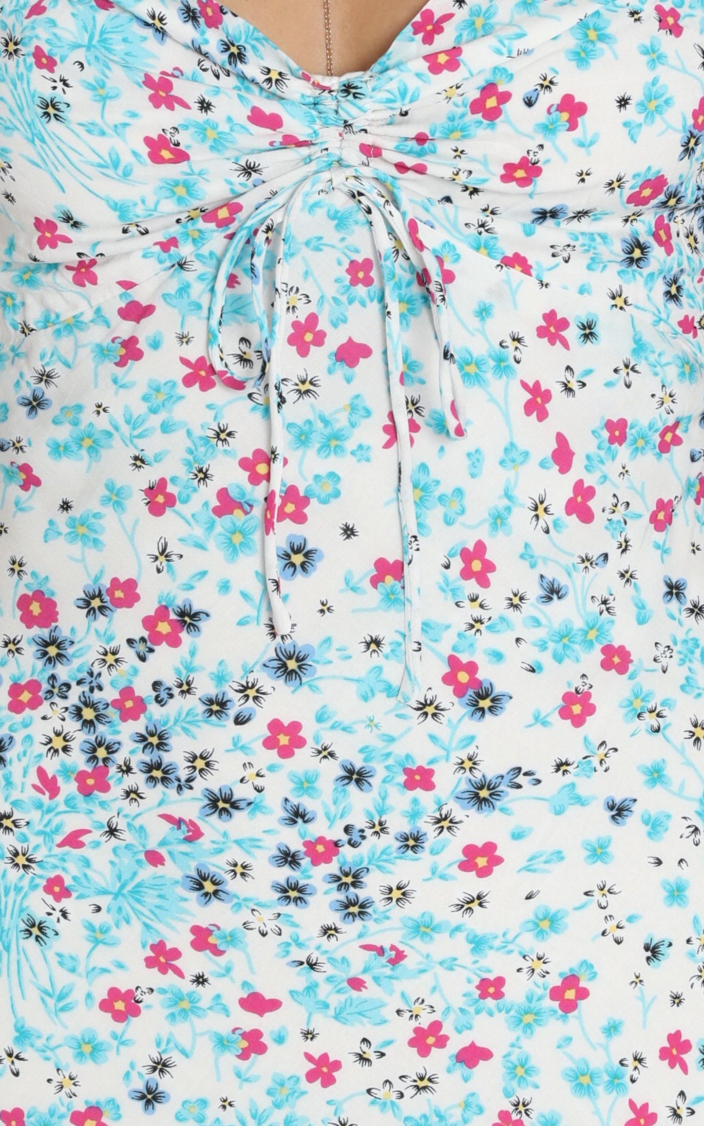 Fenella Tie Shoulder Mini Dress In Blue Floral