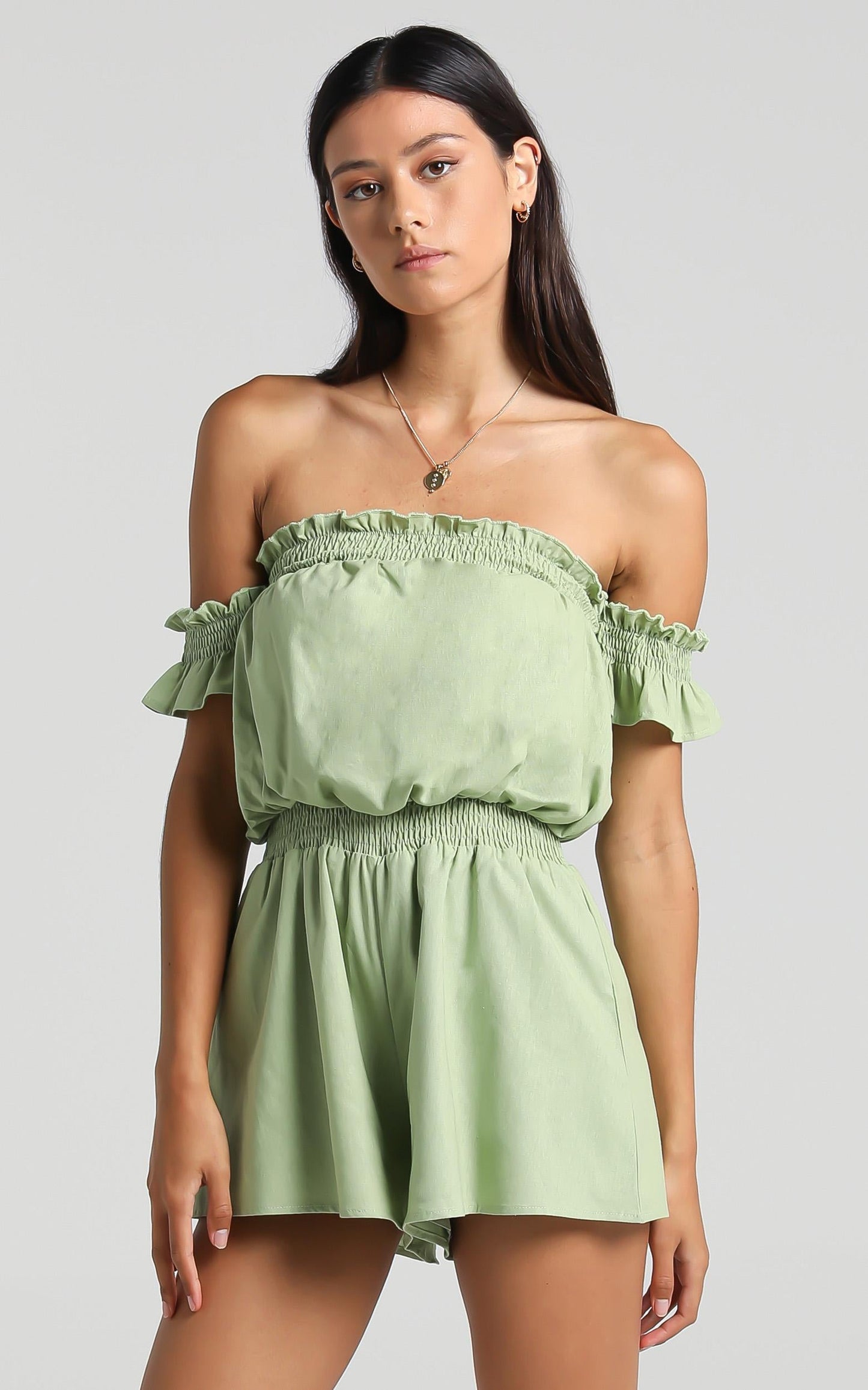 Finley Playsuit in Light Khaki