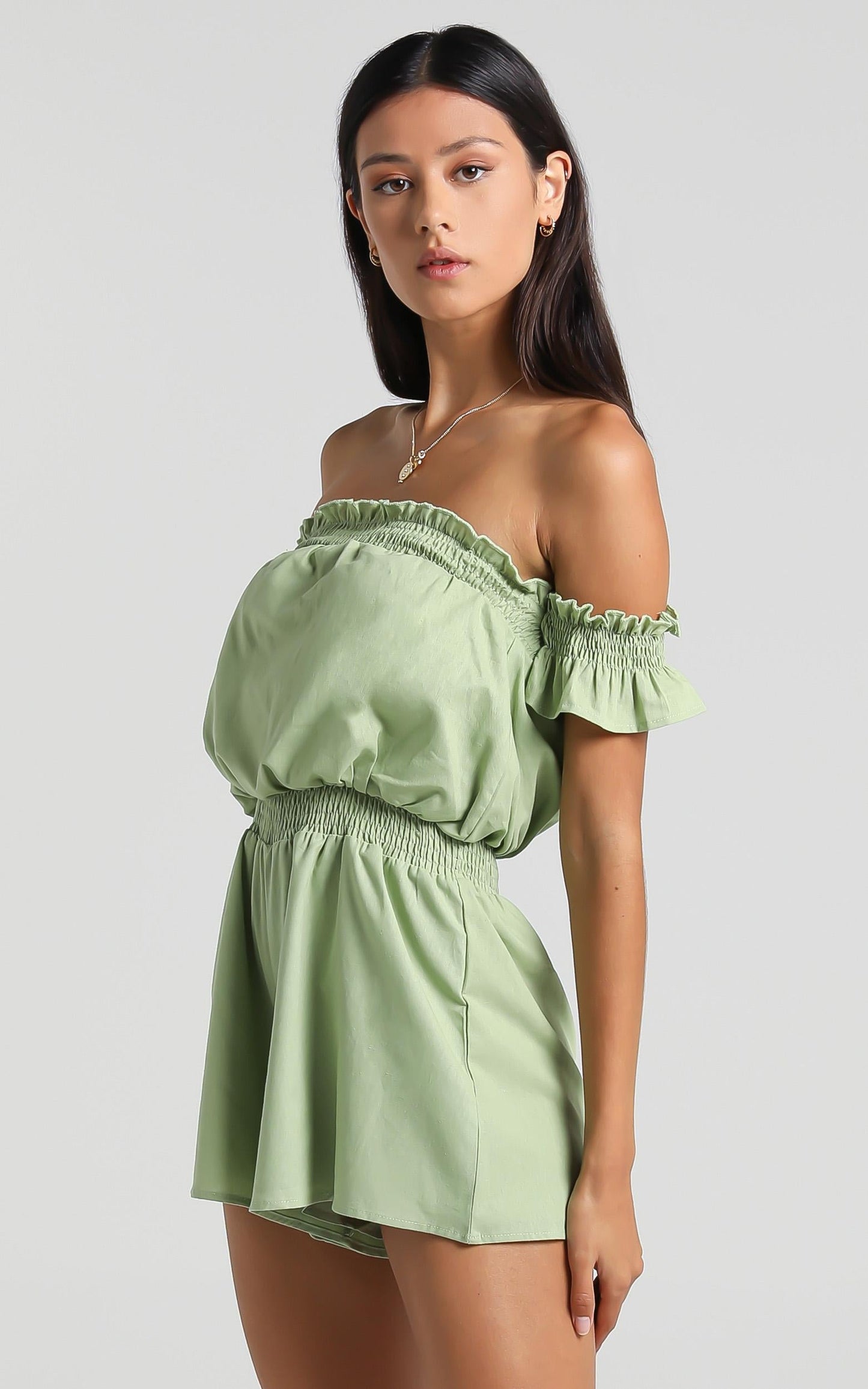 Finley Playsuit in Light Khaki