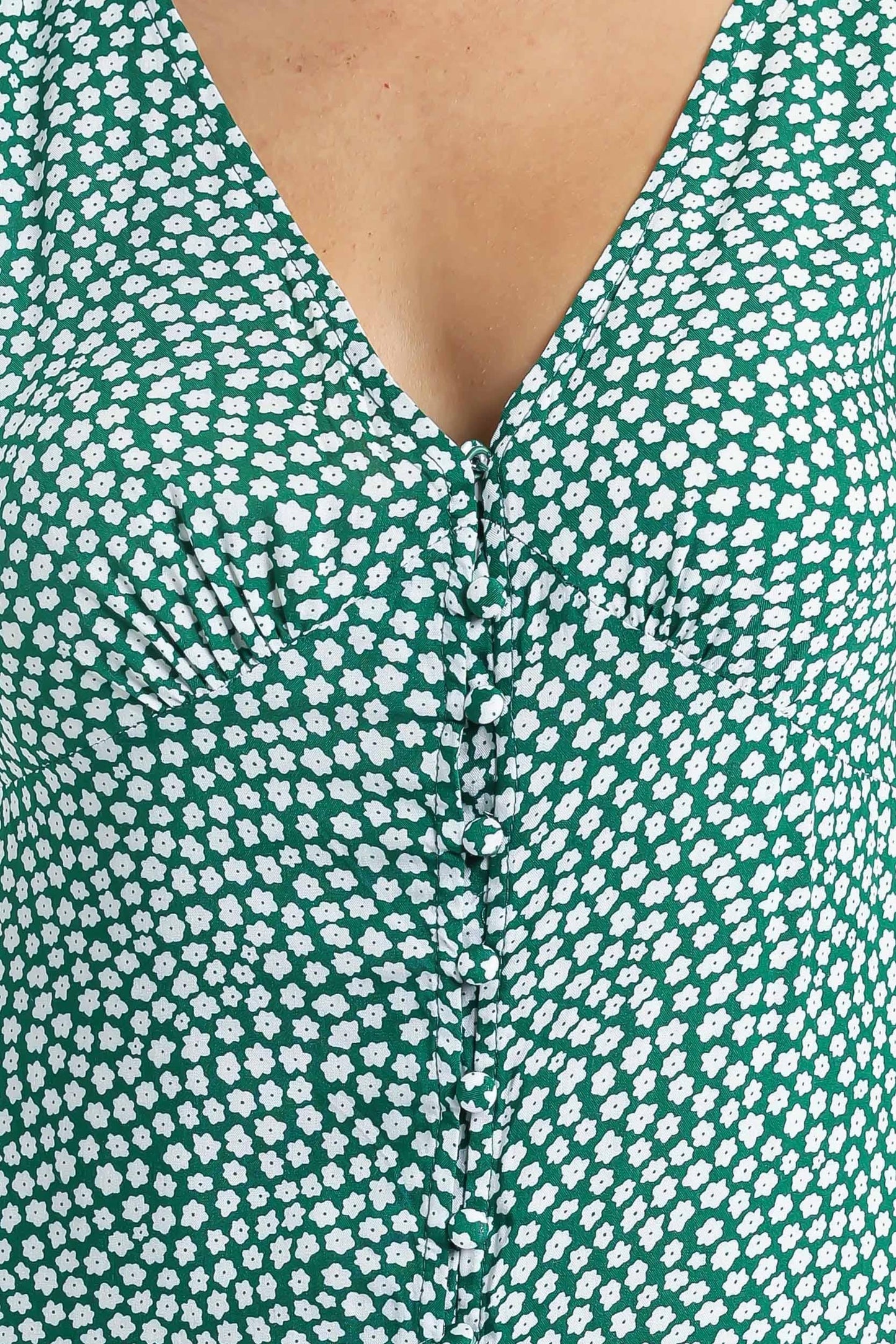 Flaming Hot Button Up V Neck Maxi Dress in Green Floral