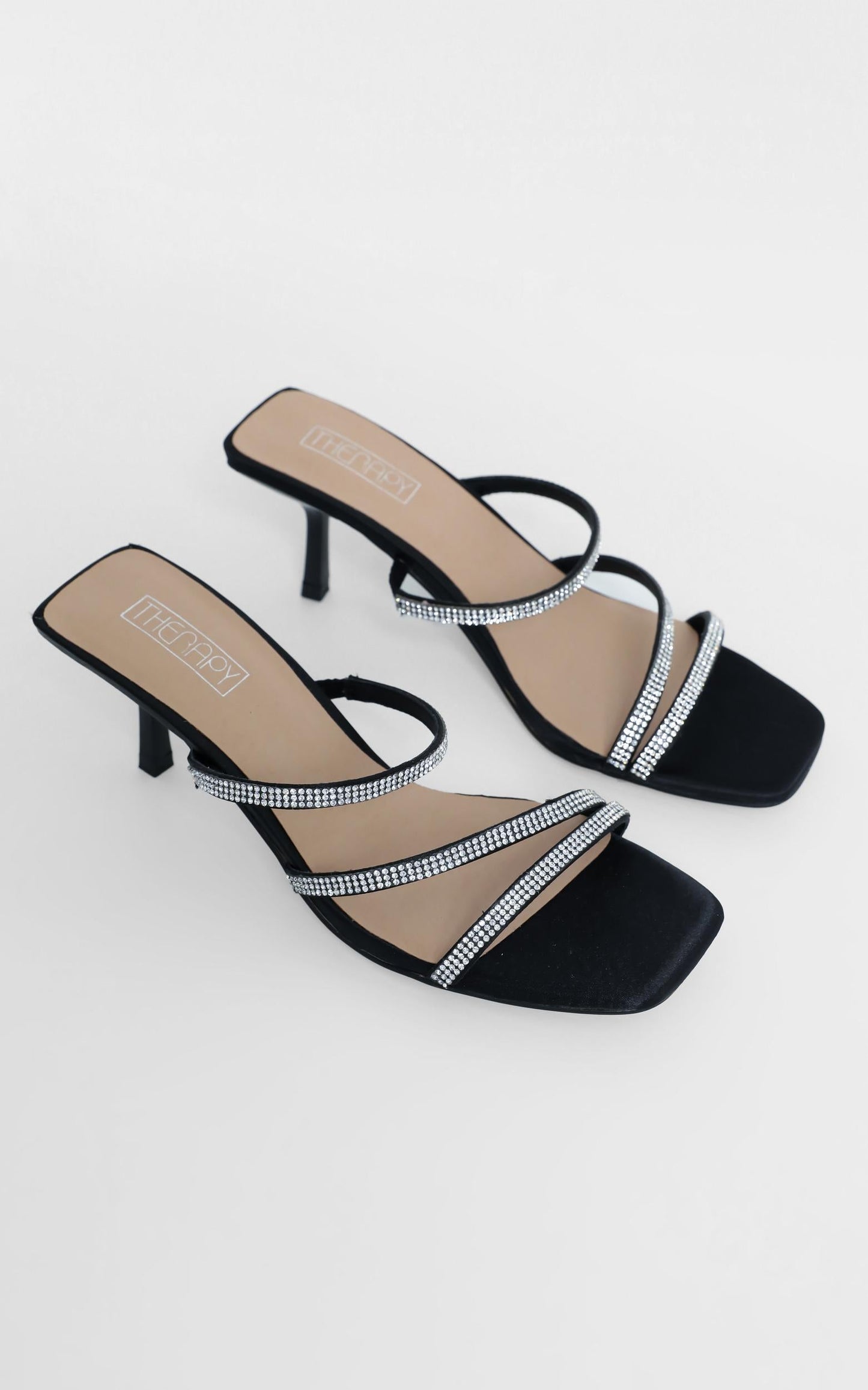 Therapy - Dazzle Heels in Black Satin