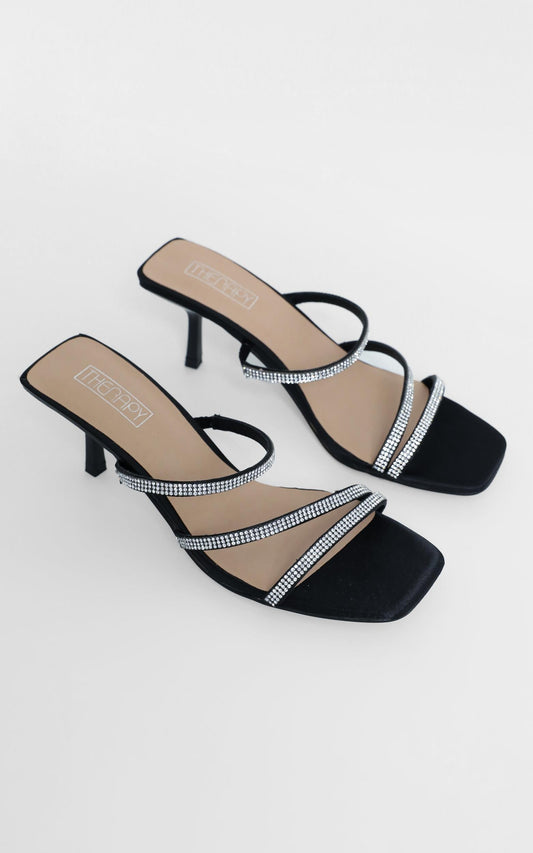 Therapy - Dazzle Heels in Black Satin