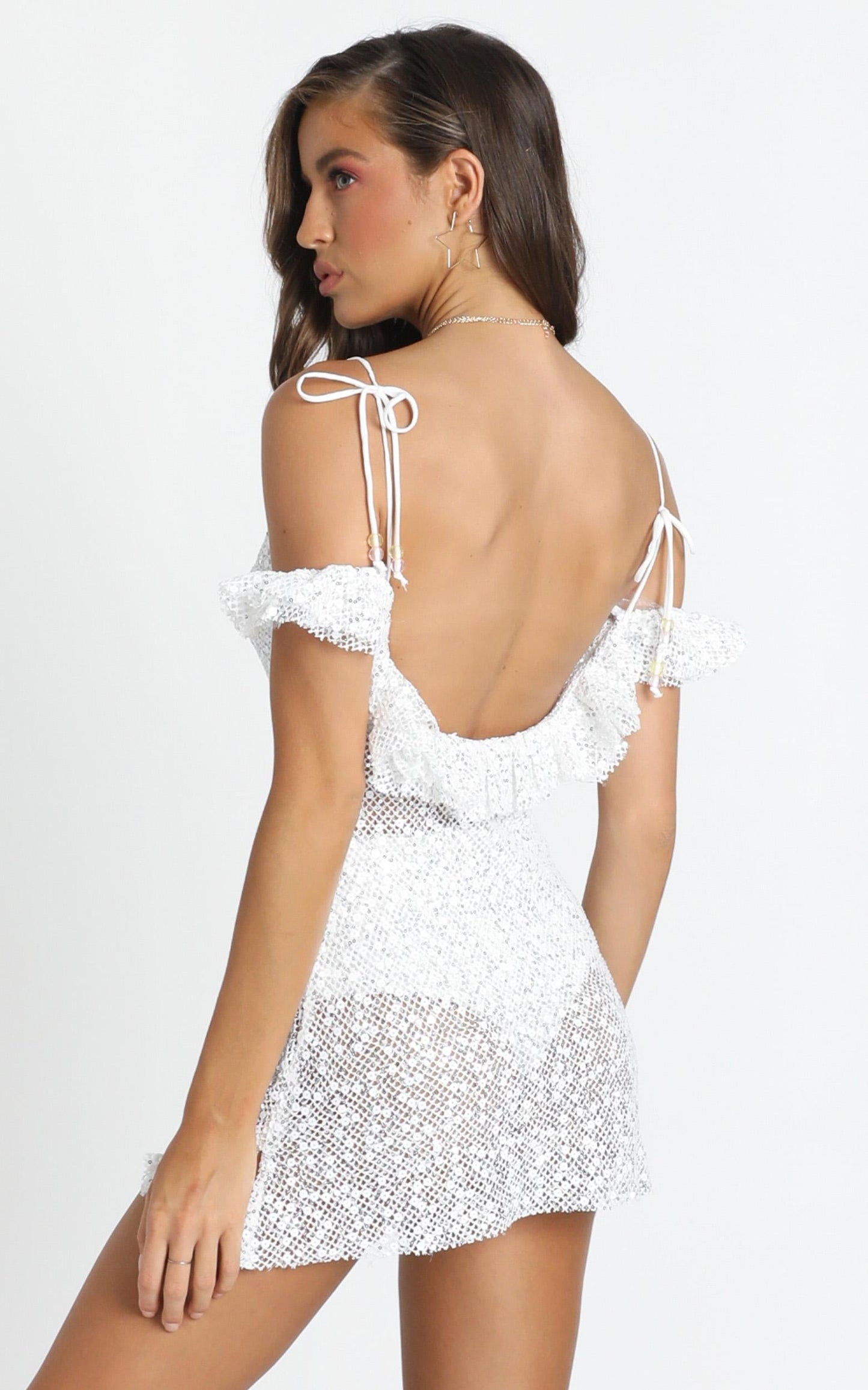 For All The Lovers Dress In White Sequin