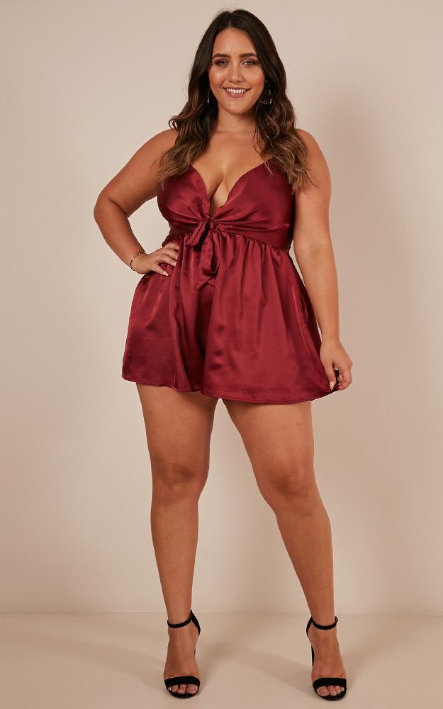 Friday Night Fever Romper In Wine