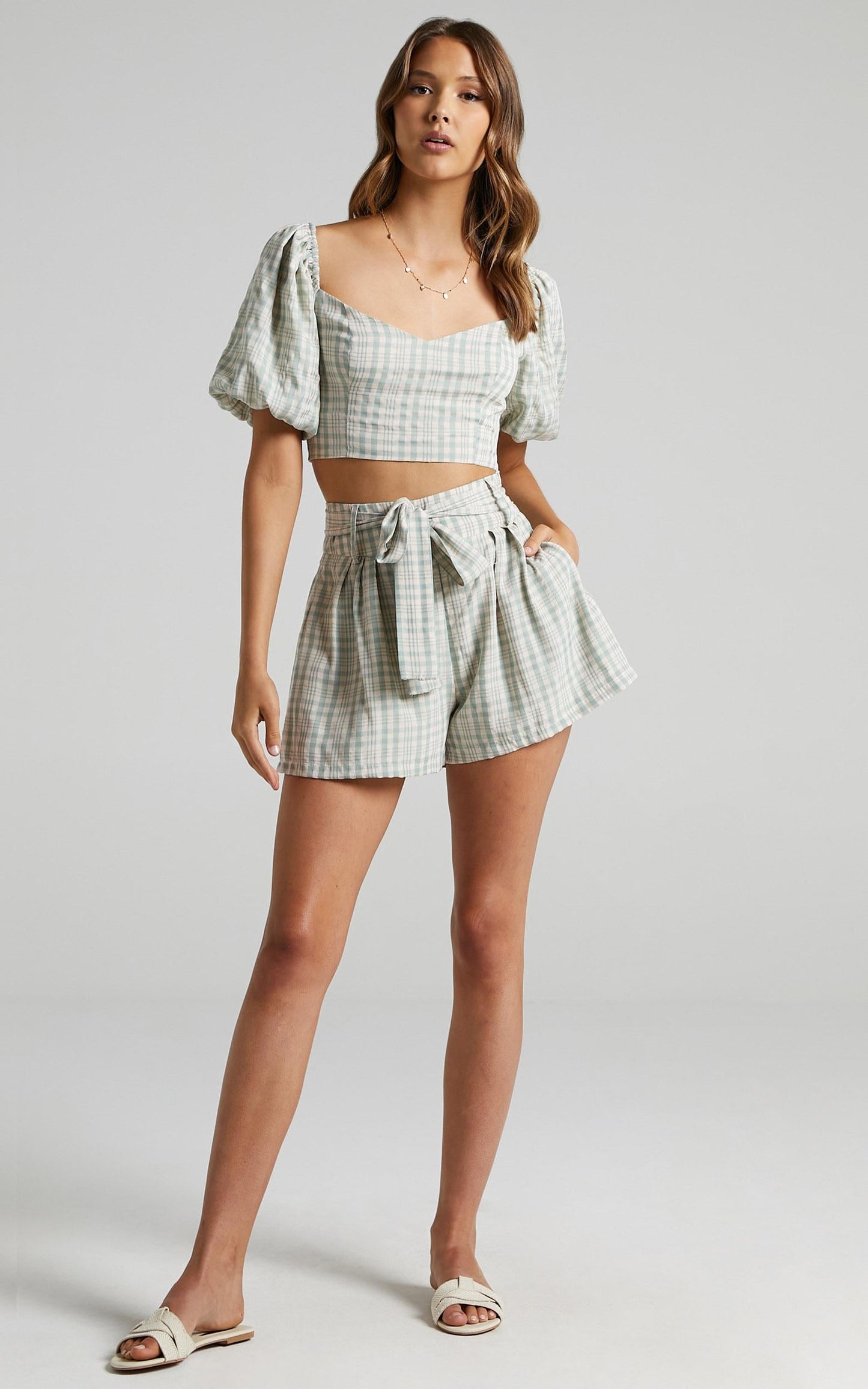 Fringilla Top in Sage Check