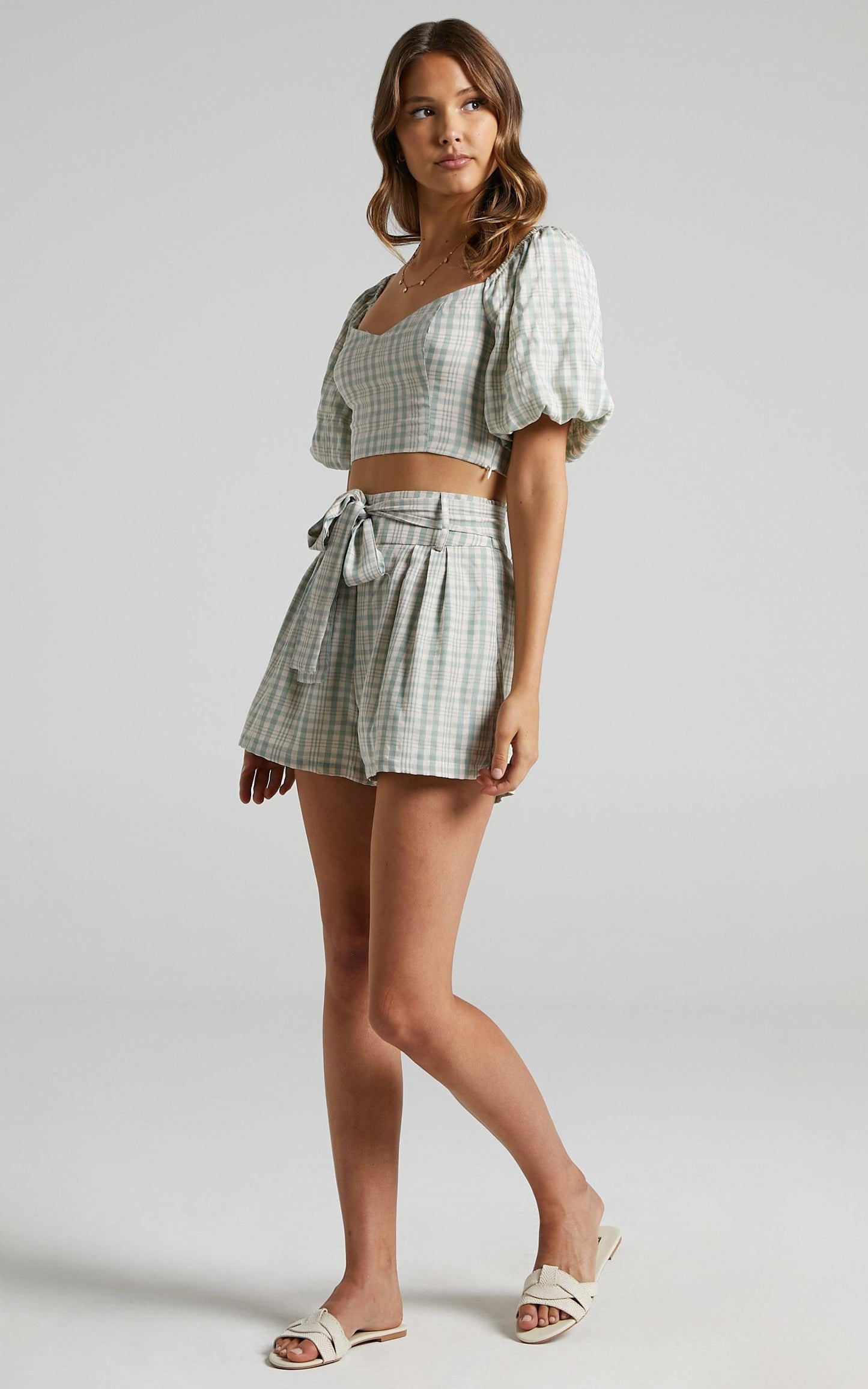 Fringilla Top in Sage Check