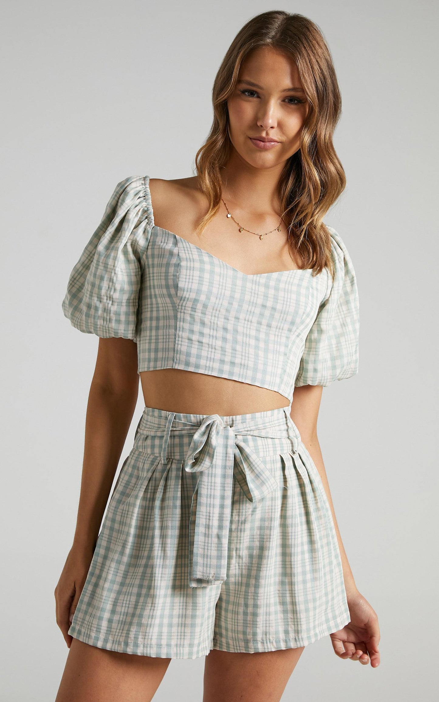 Fringilla Top in Sage Check