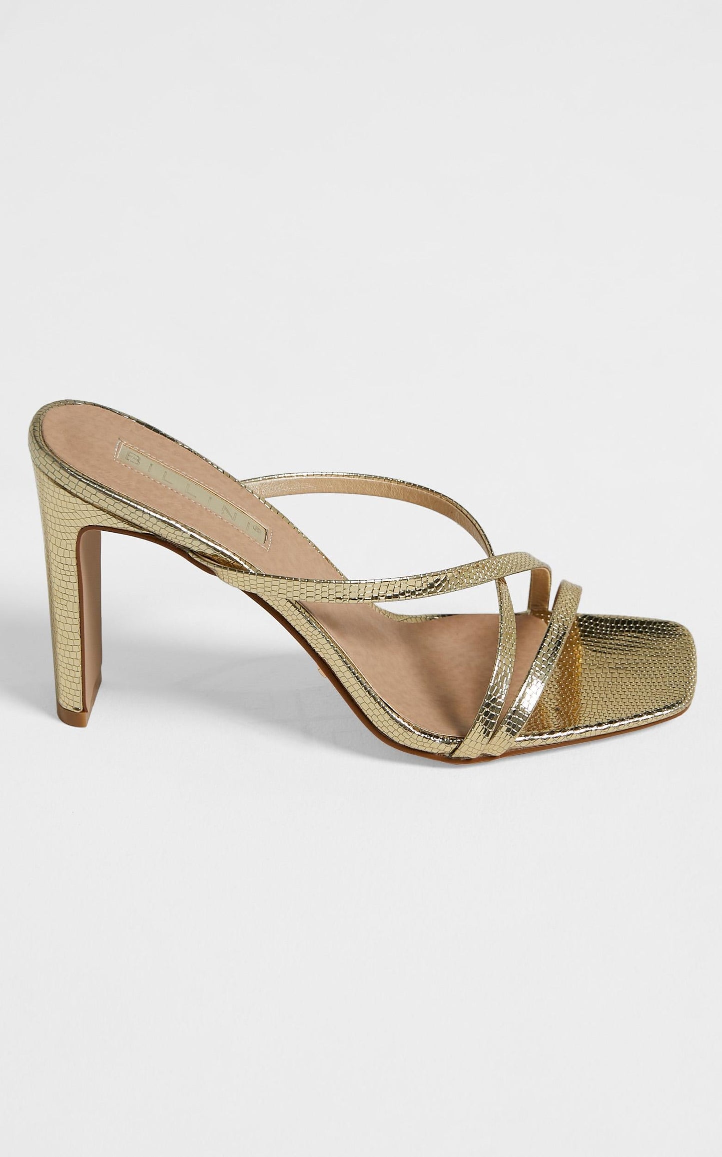 Billini - Guinevere Block Heels in Gold Metallic Scale