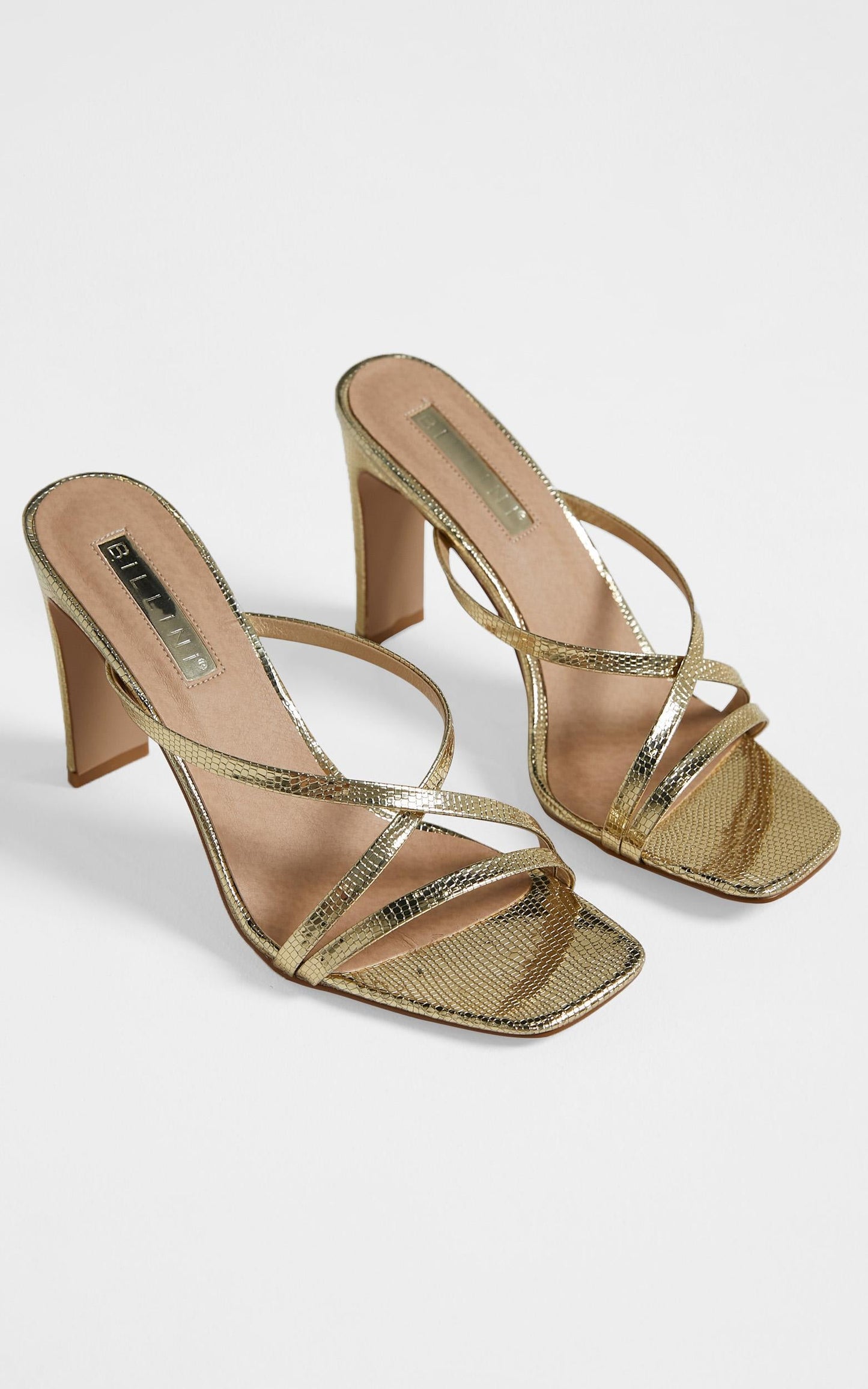 Billini - Guinevere Block Heels in Gold Metallic Scale