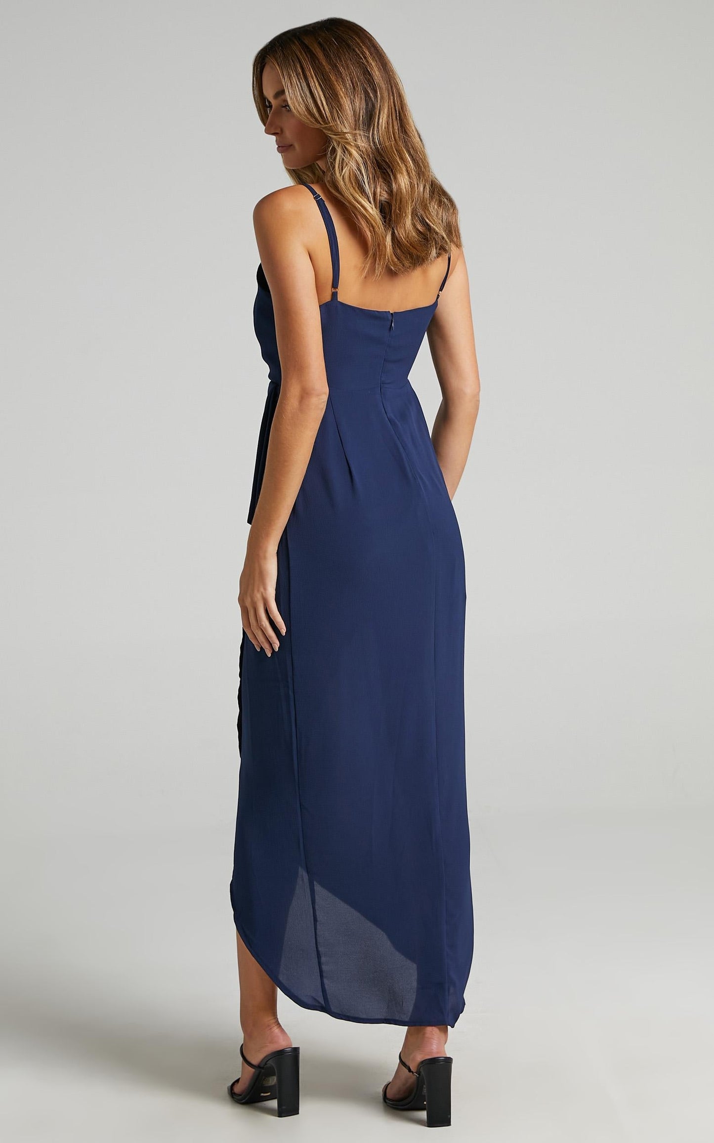 Gave Me You Midi Dress - Wrap Tulip Hem Dress in Navy