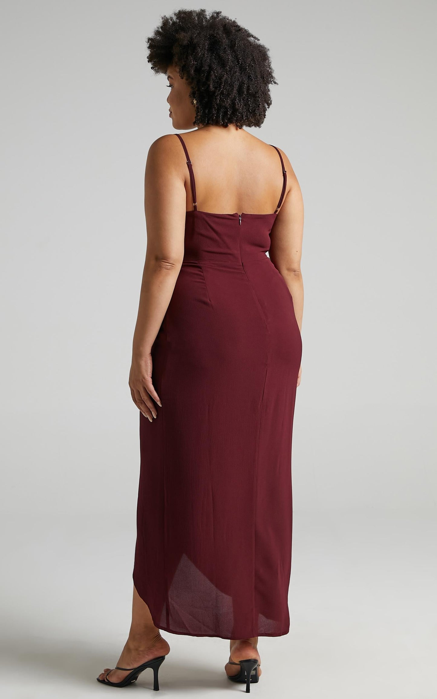Gave Me You Midi Dress - Wrap Tulip Hem Dress in Wine