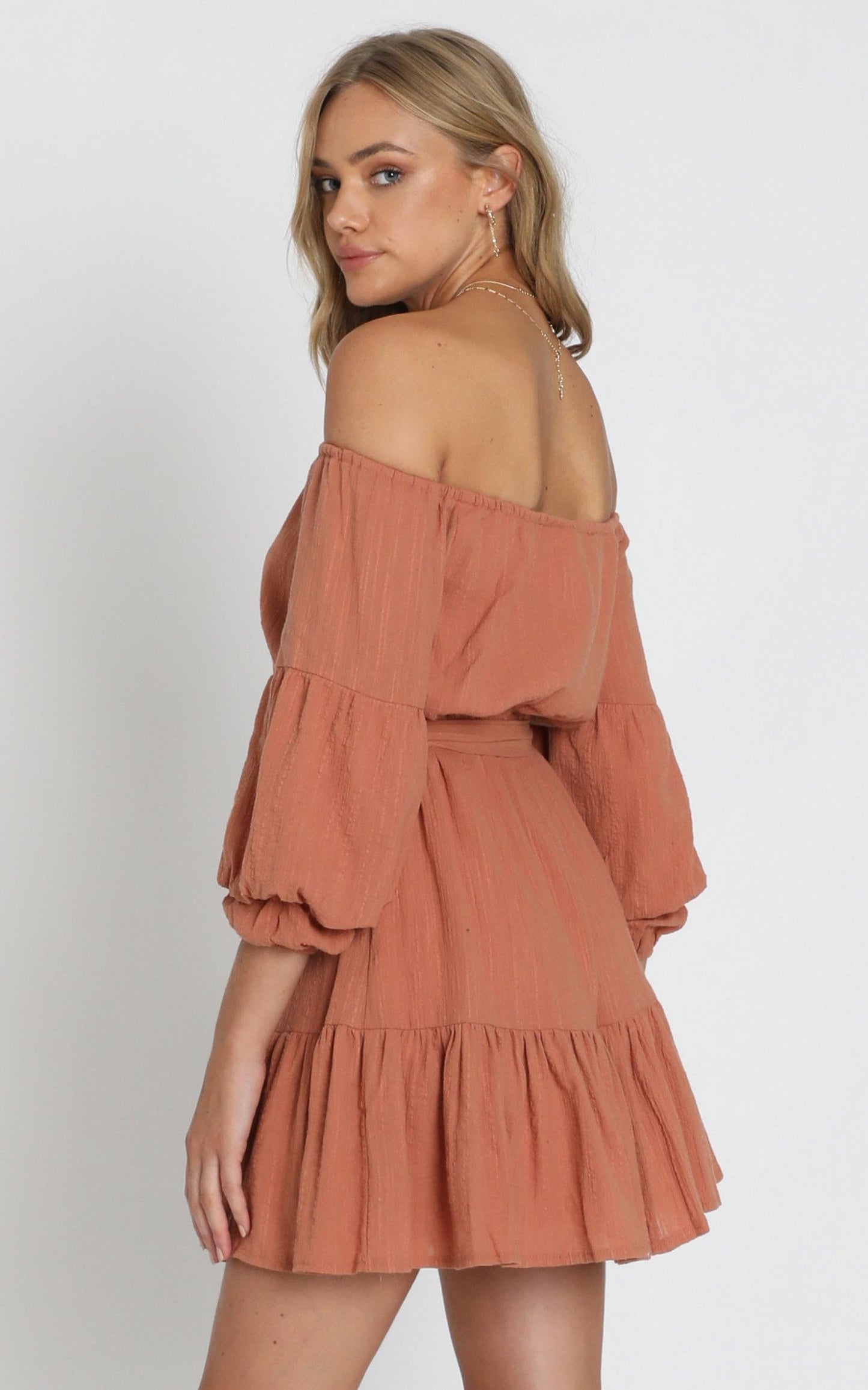 Getting It Right The First Time Off Shoulder Mini Dress in Pink