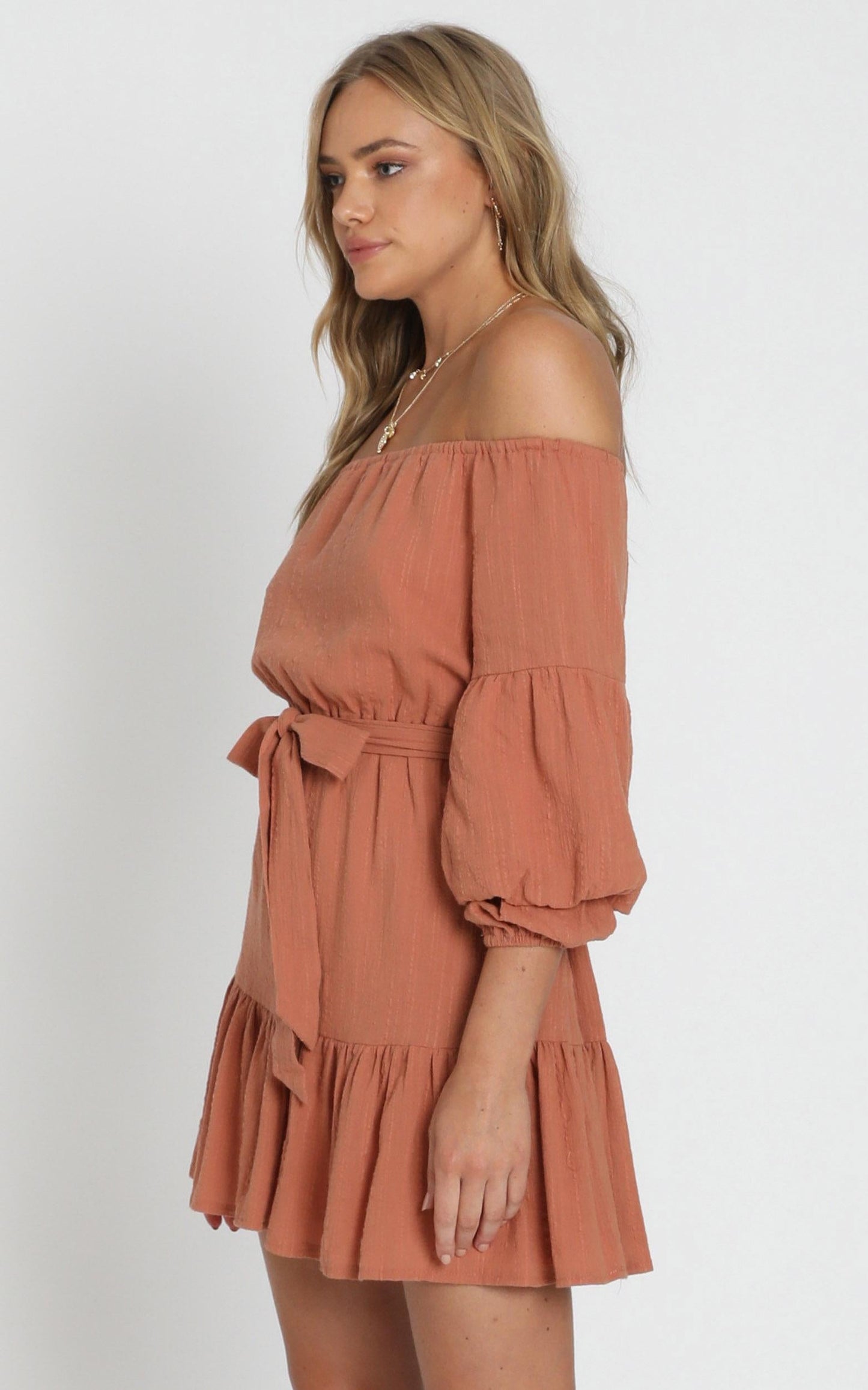 Getting It Right The First Time Off Shoulder Mini Dress in Pink