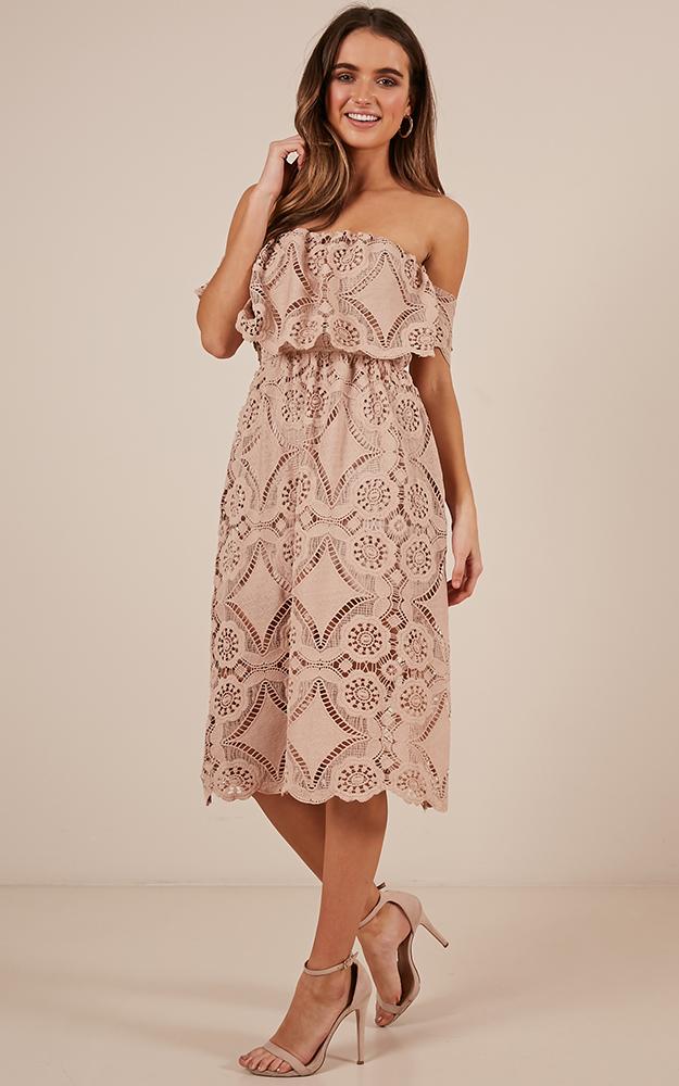 Get Ready Dress In Beige Lace