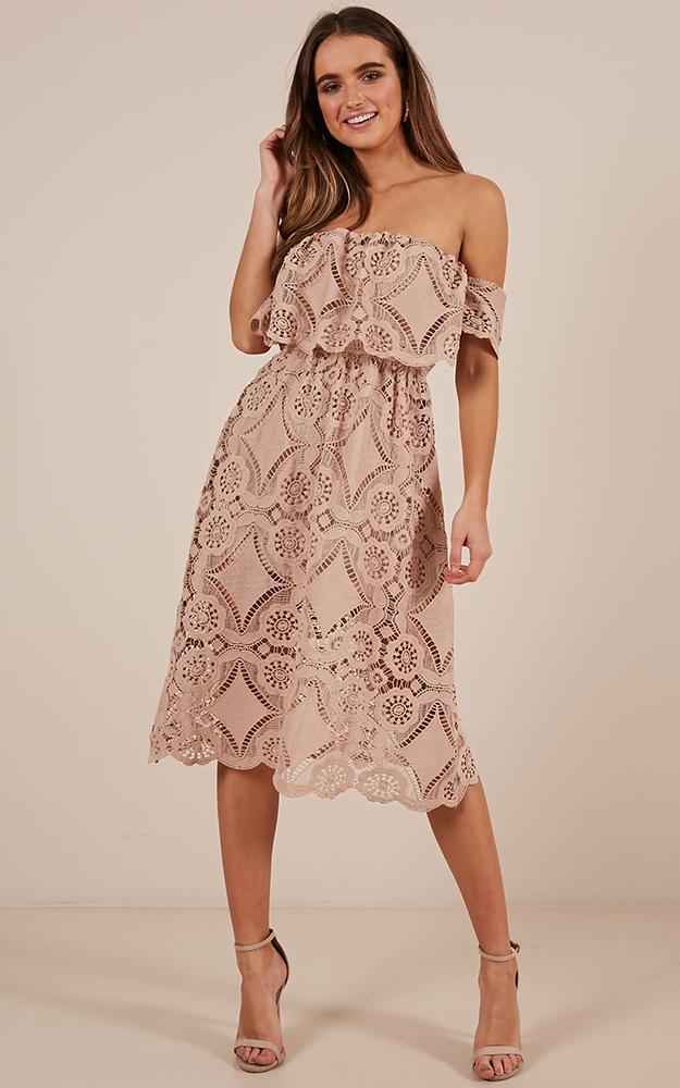 Get Ready Dress In Beige Lace