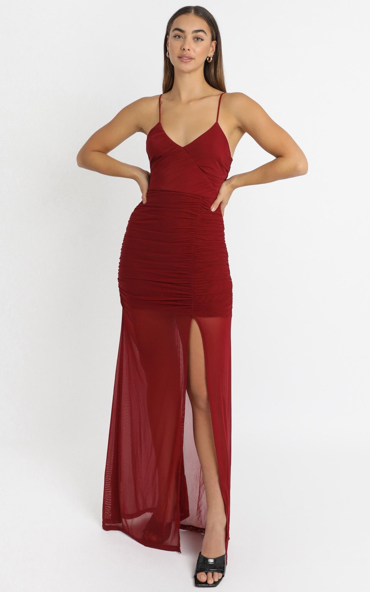 Gigi Dress in Wine Mesh