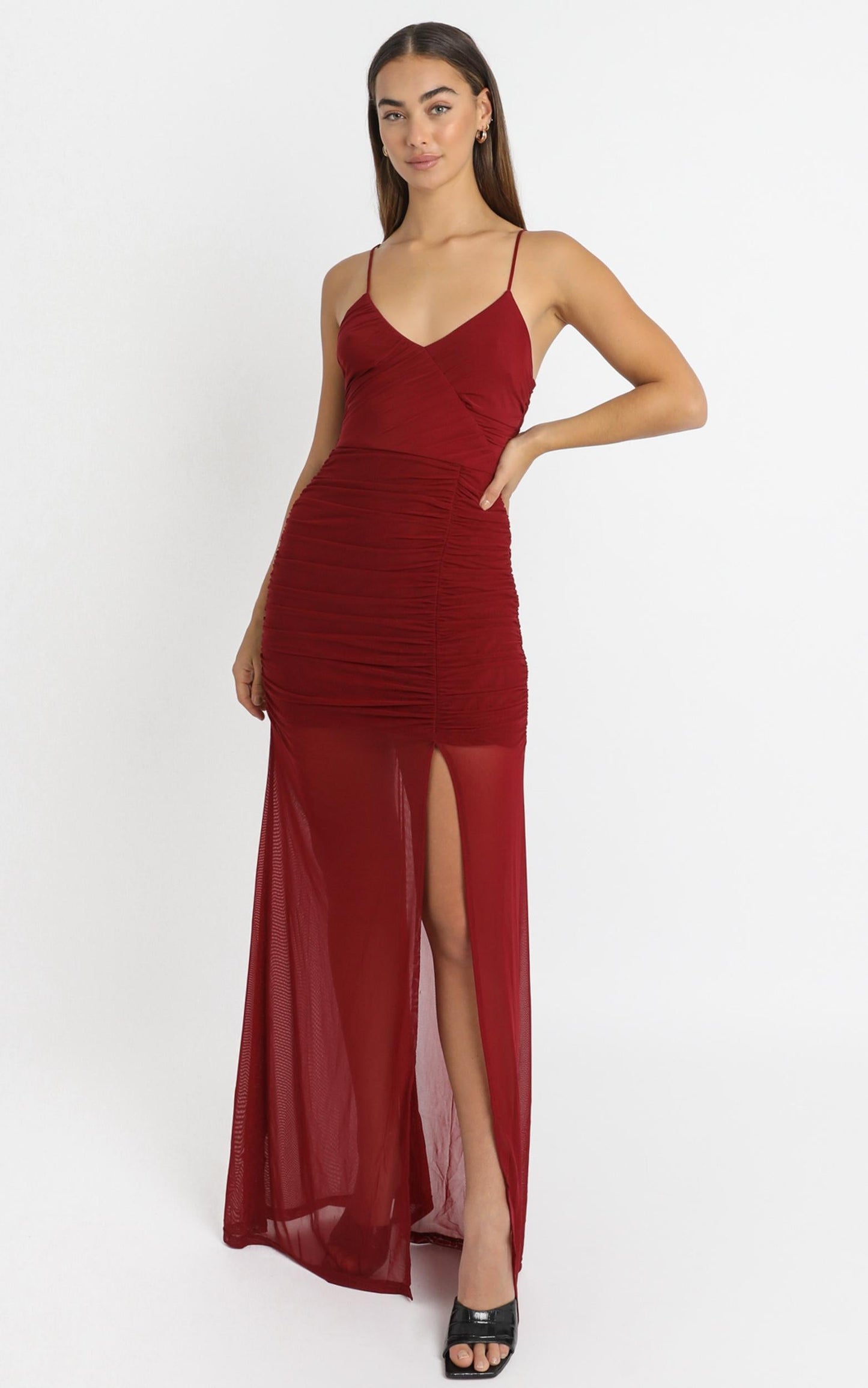 Gigi Dress in Wine Mesh