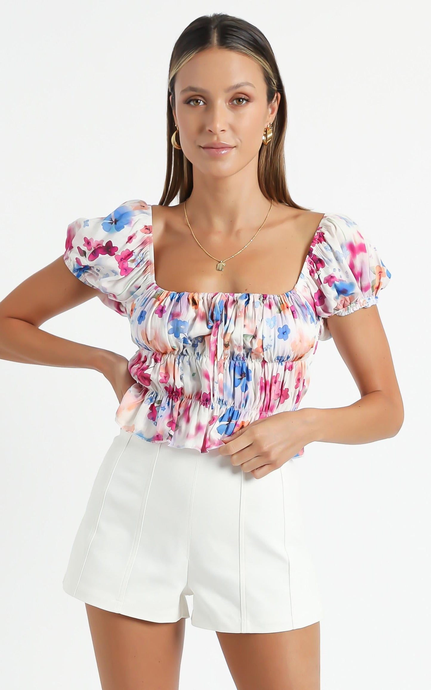 Gimme Top in Blur Floral