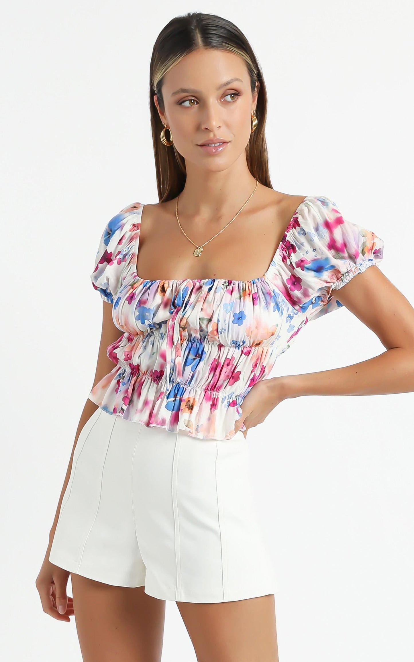 Gimme Top in Blur Floral