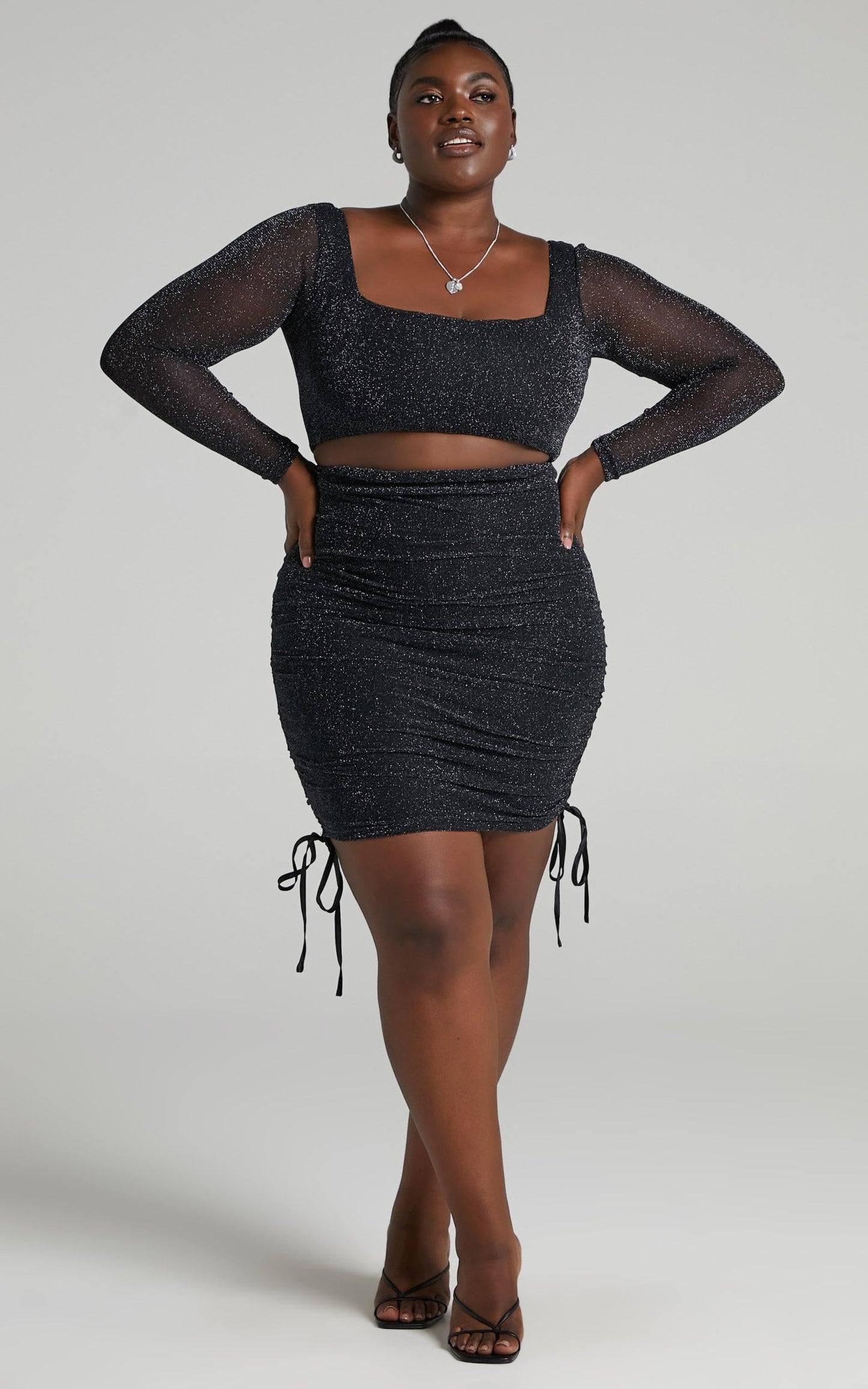 Glitter Two Piece Set in Black Lurex