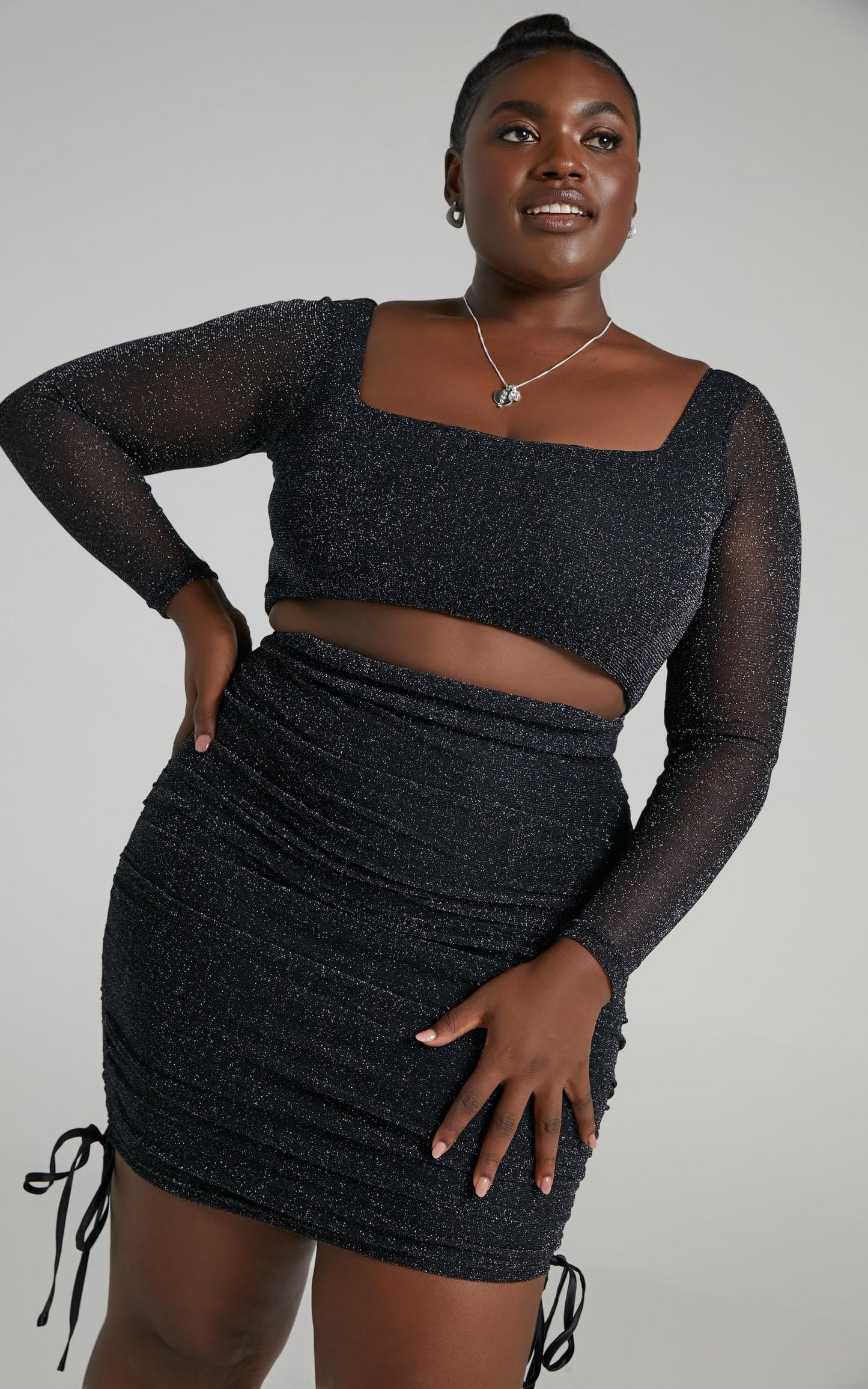 Glitter Two Piece Set in Black Lurex