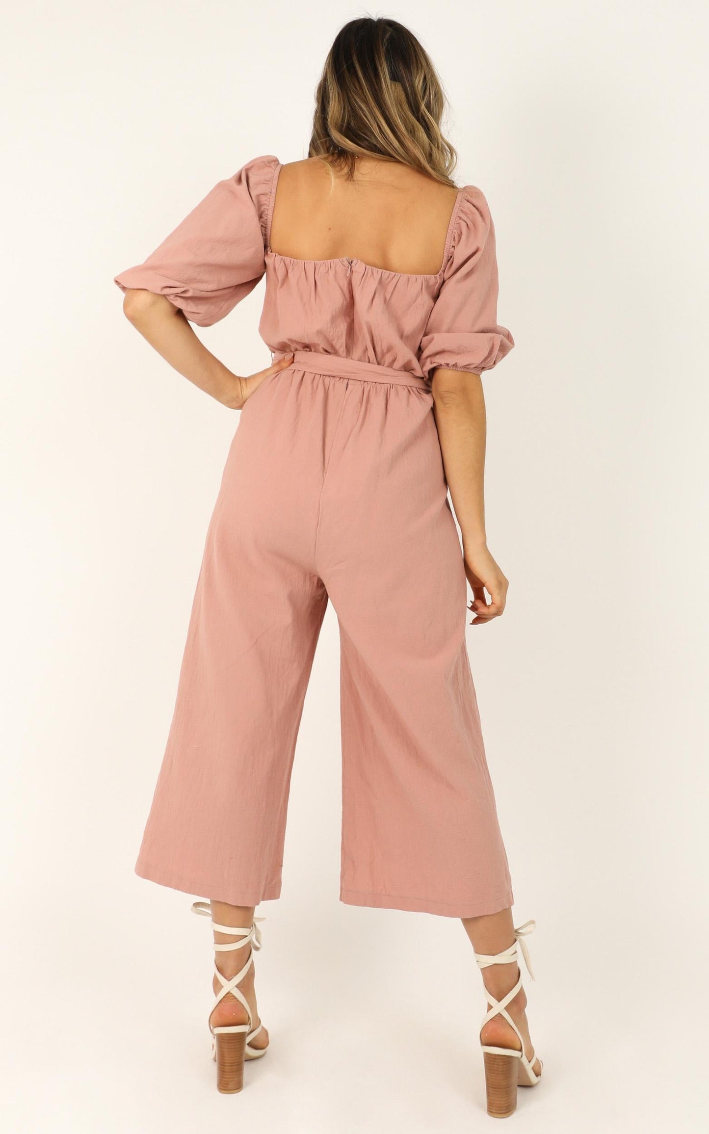 Going Sky High Jumpsuit In Blush