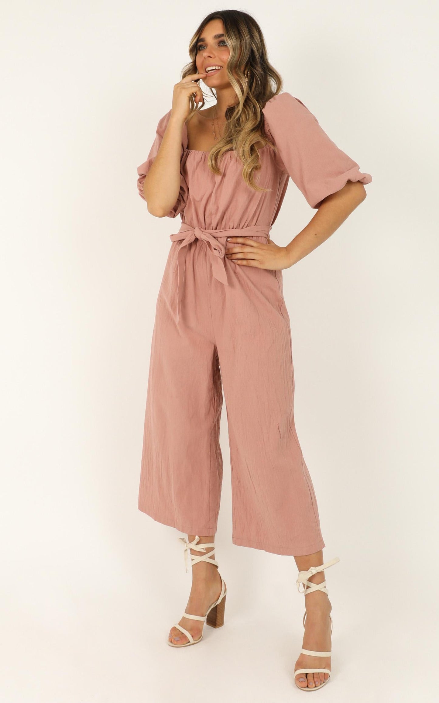 Going Sky High Jumpsuit In Blush