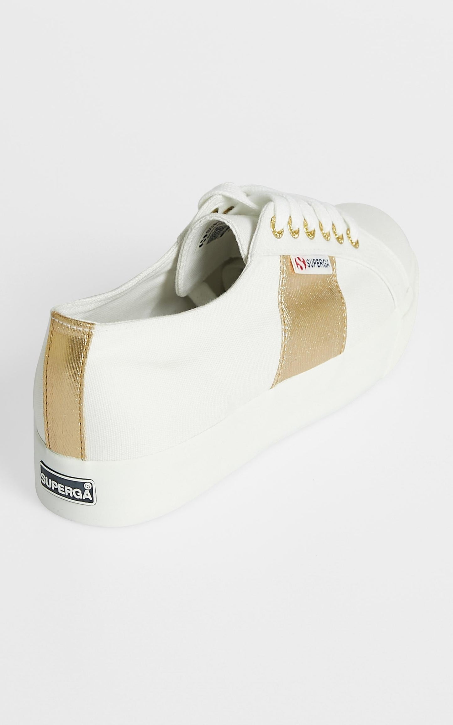 Superga - 2730 COTCOTMETW Platform Sneaker in white - gold