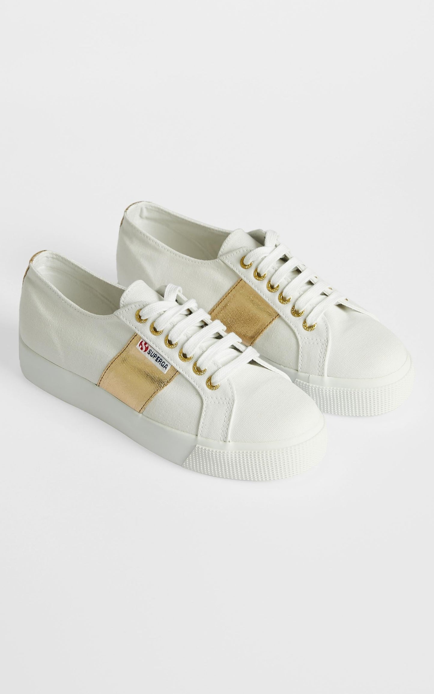 Superga - 2730 COTCOTMETW Platform Sneaker in white - gold
