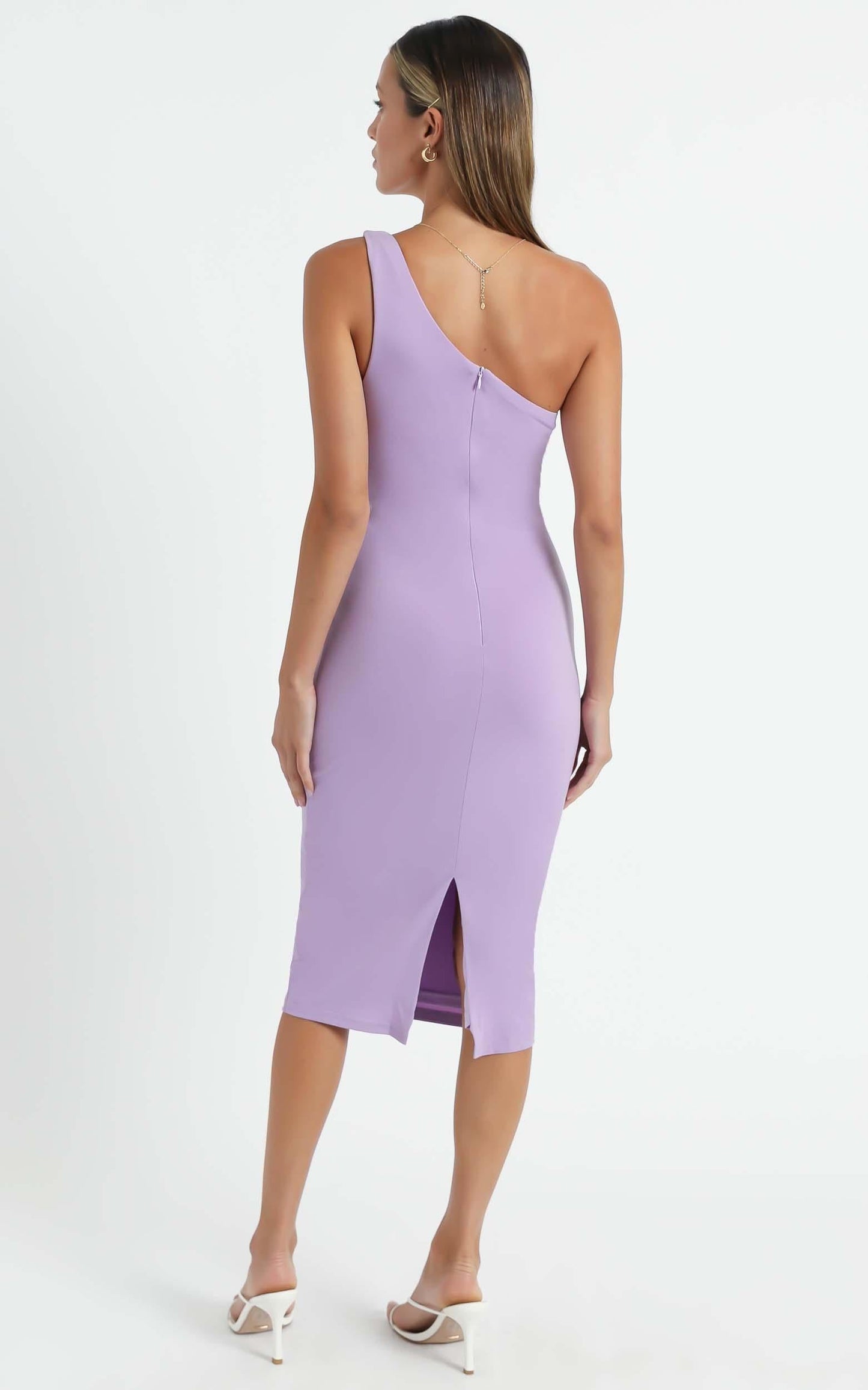 Got Me Looking One Shoulder Bodycon Midi Dress in Lilac