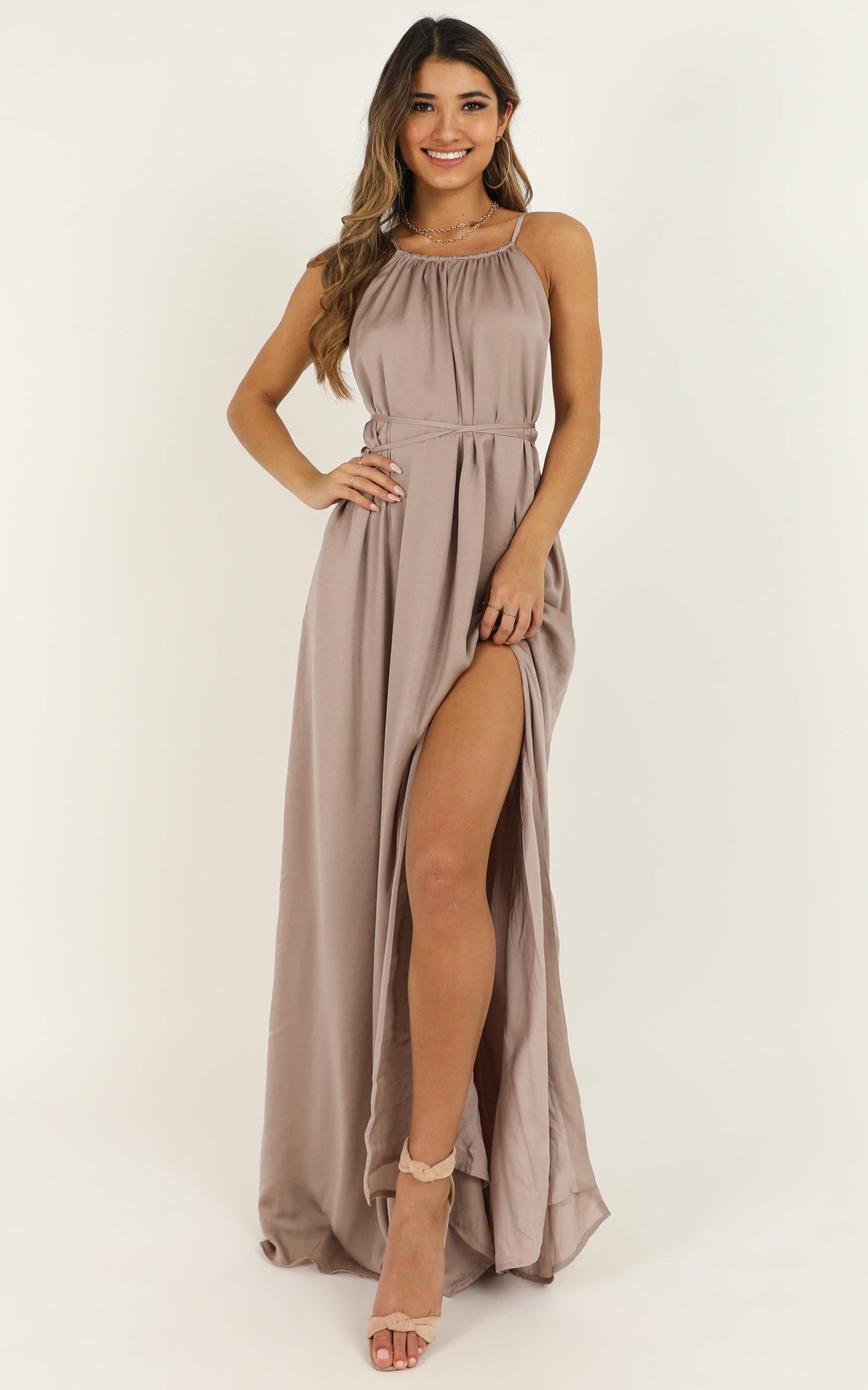 Graceful Dancer Dress In Mocha