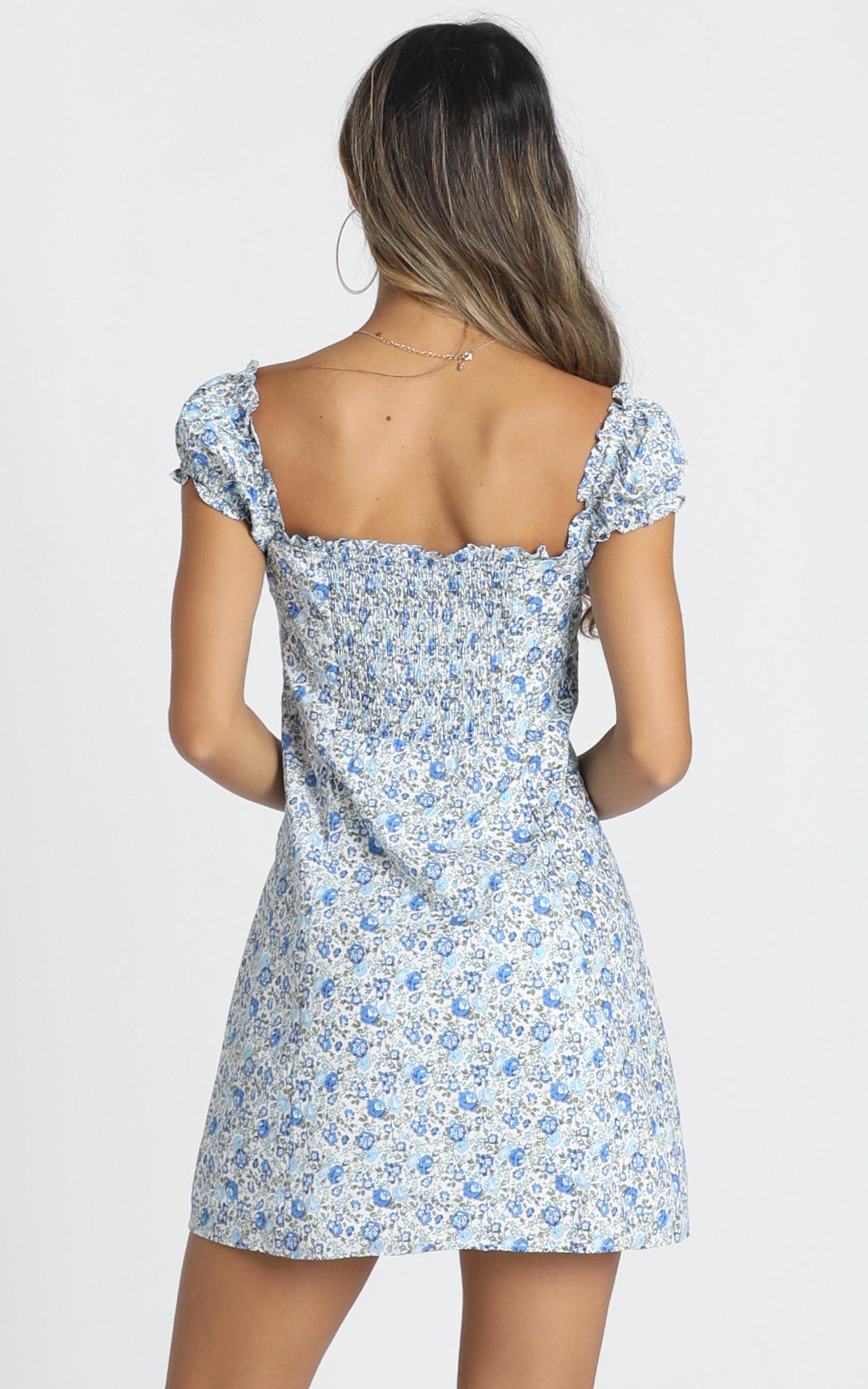 Greta Mini Dress In Blue Floral