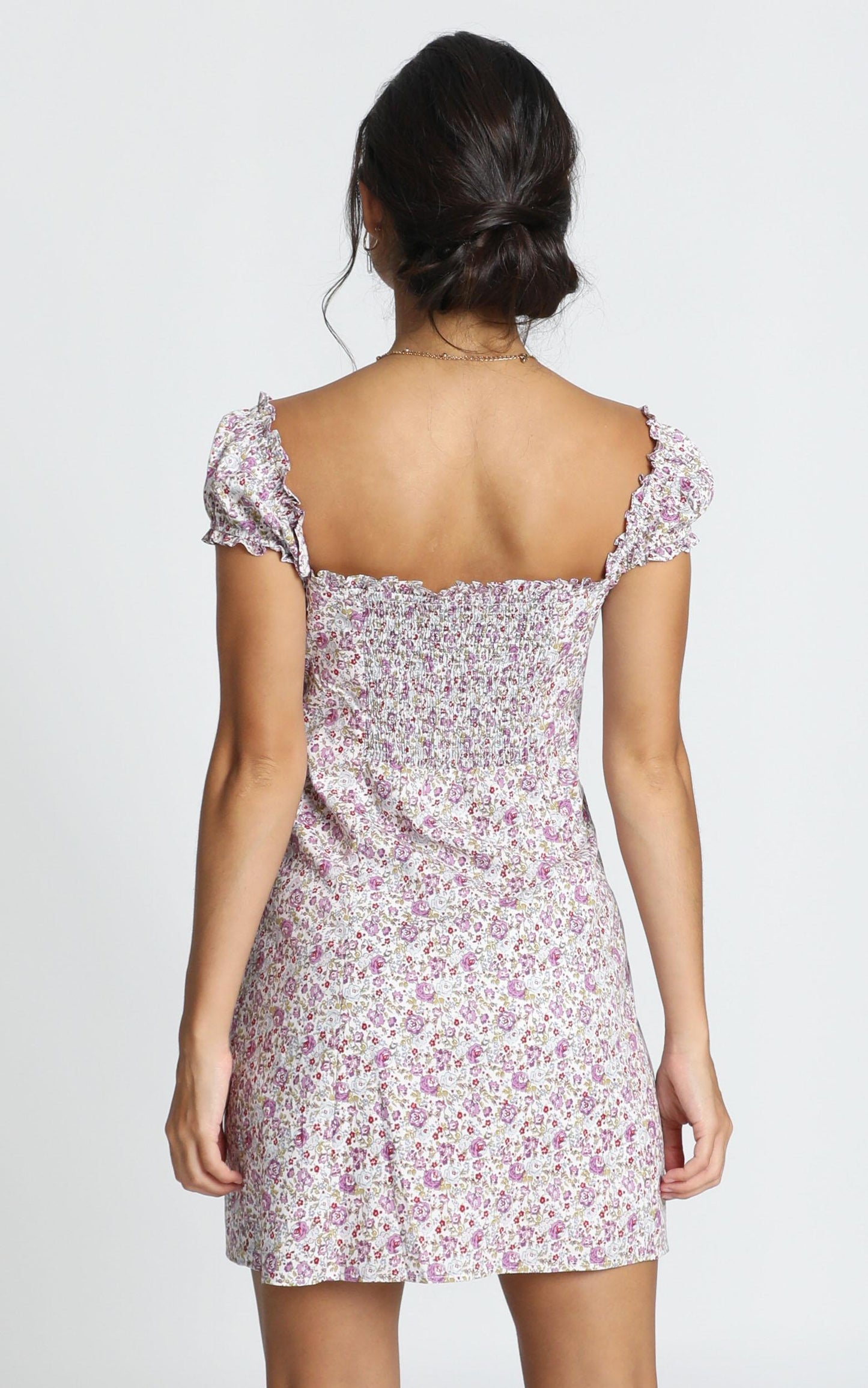 Greta Mini Dress In Purple Floral