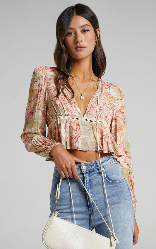 Gretchen Top in Palm Print