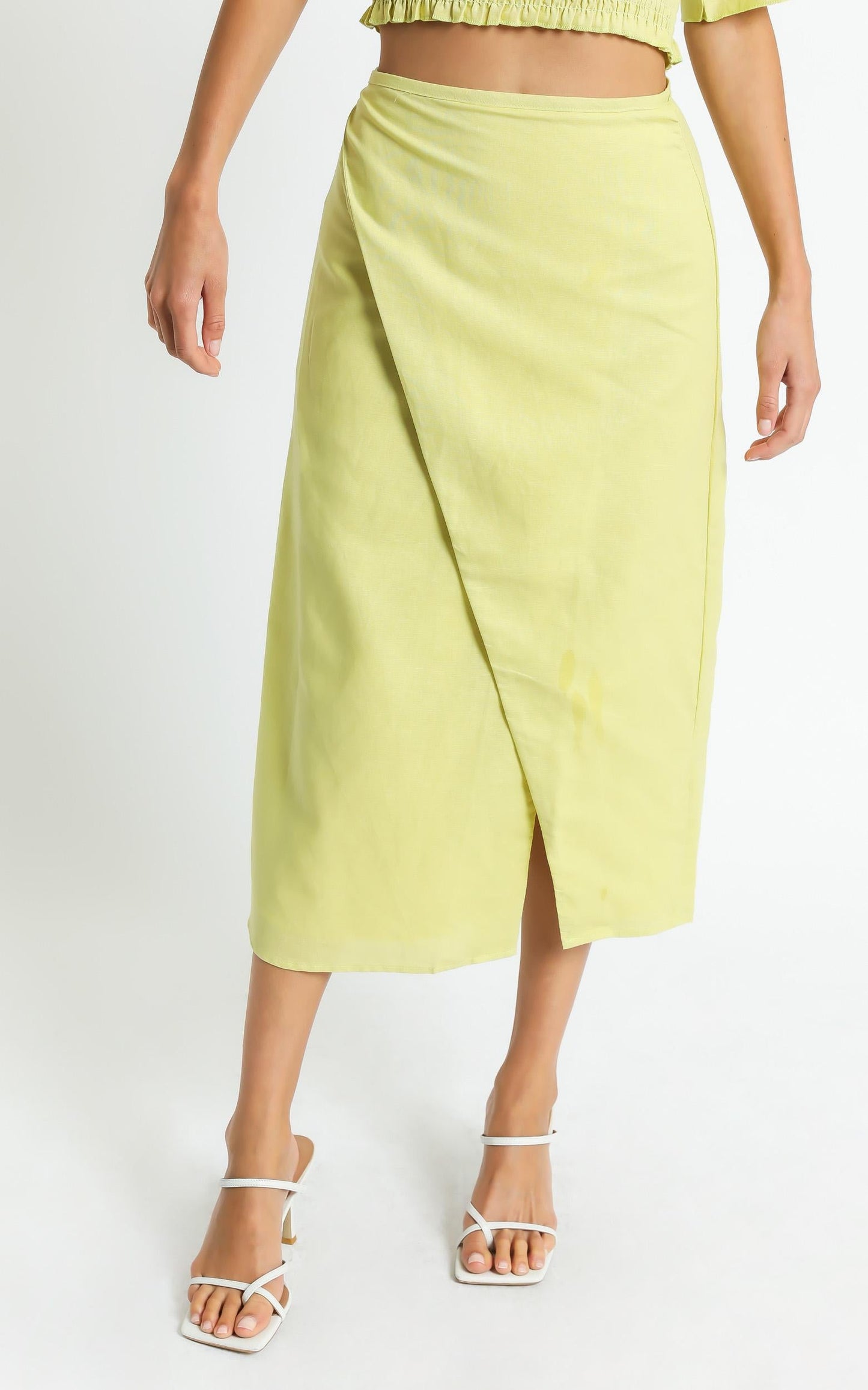 Charlie Holiday - Mila Wrap Skirt in Chartreuse