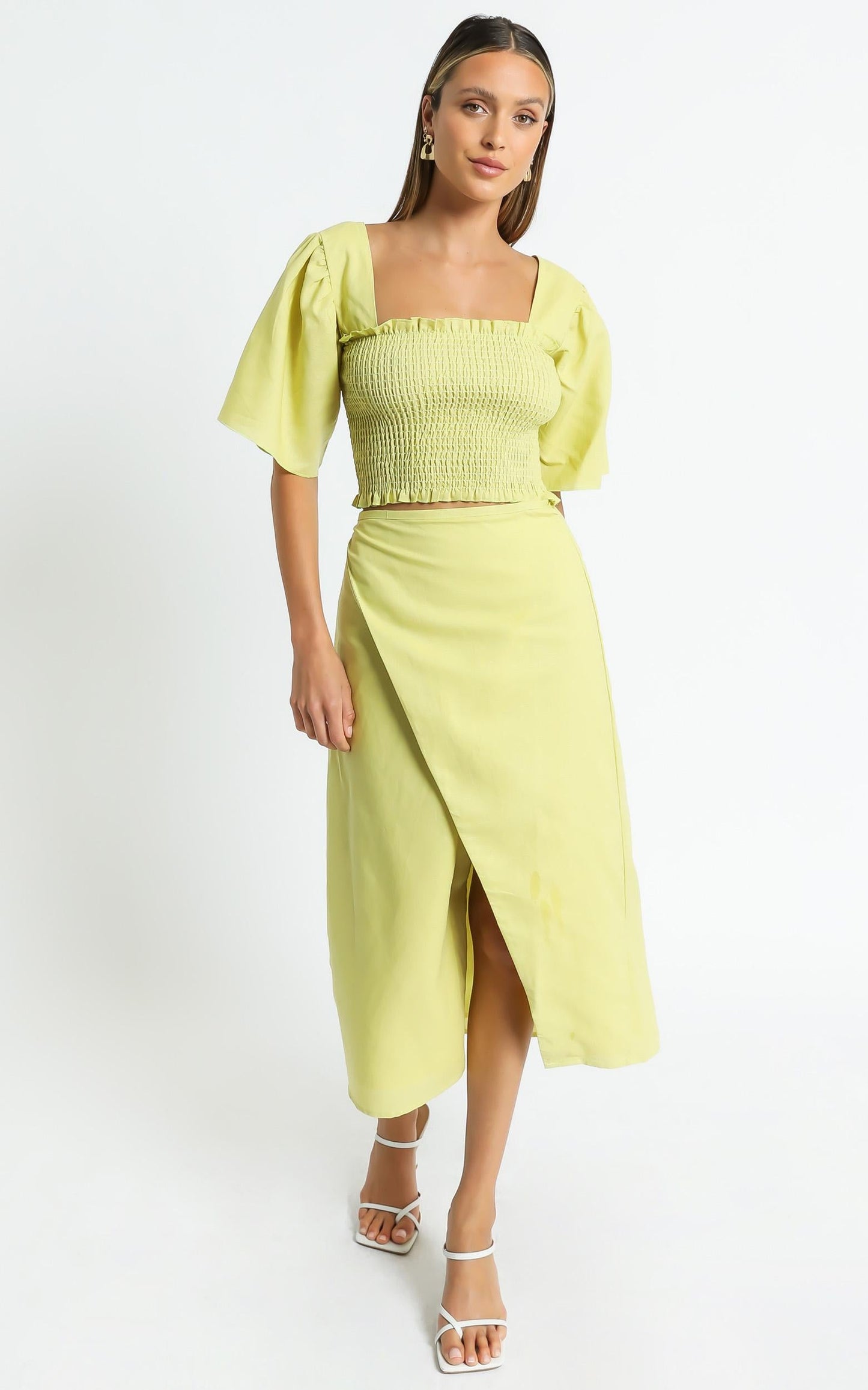 Charlie Holiday - Mila Wrap Skirt in Chartreuse