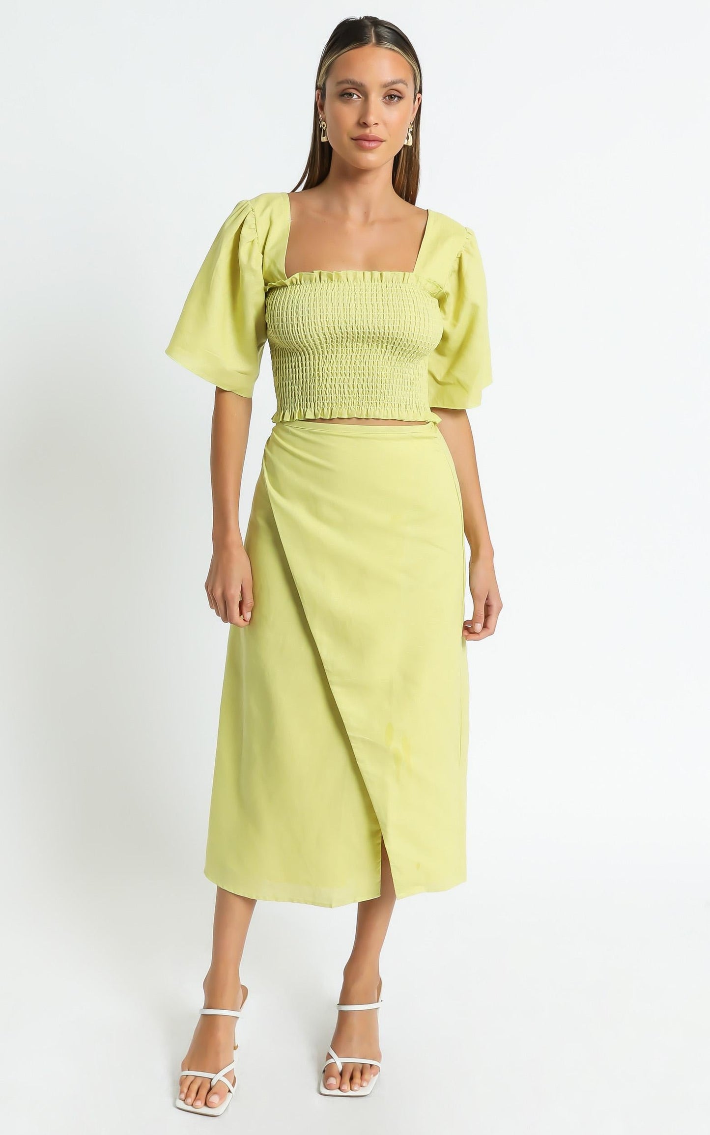 Charlie Holiday - Mila Wrap Skirt in Chartreuse