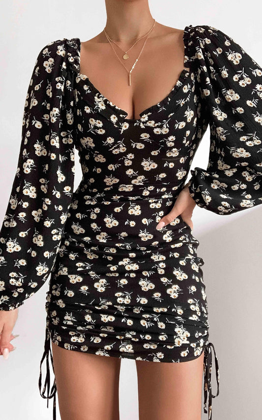 Hana Dress in Black Floral