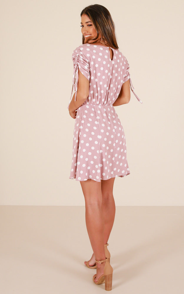 Hand Me Down Dress In Mocha Polkadot