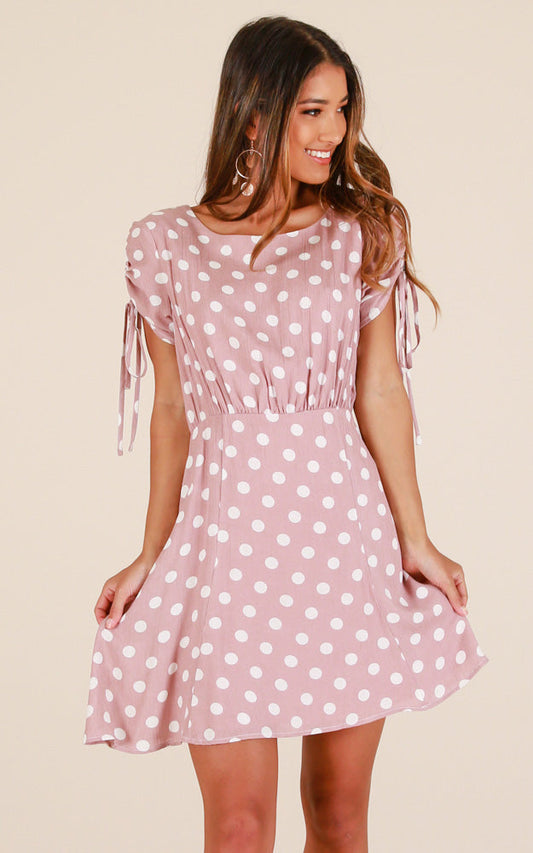 Hand Me Down Dress In Mocha Polkadot