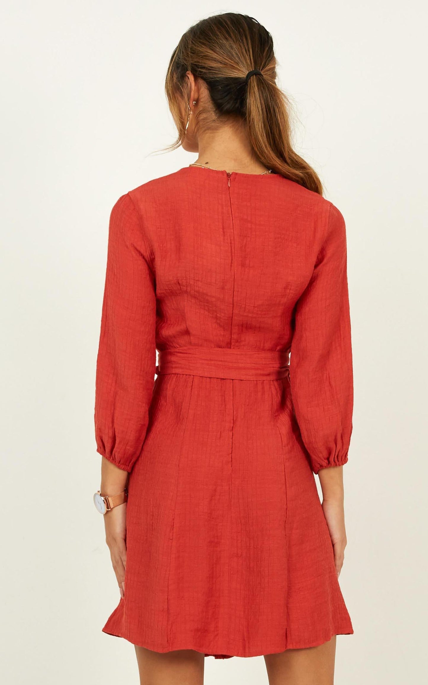 Hard At Work Dress In Rust